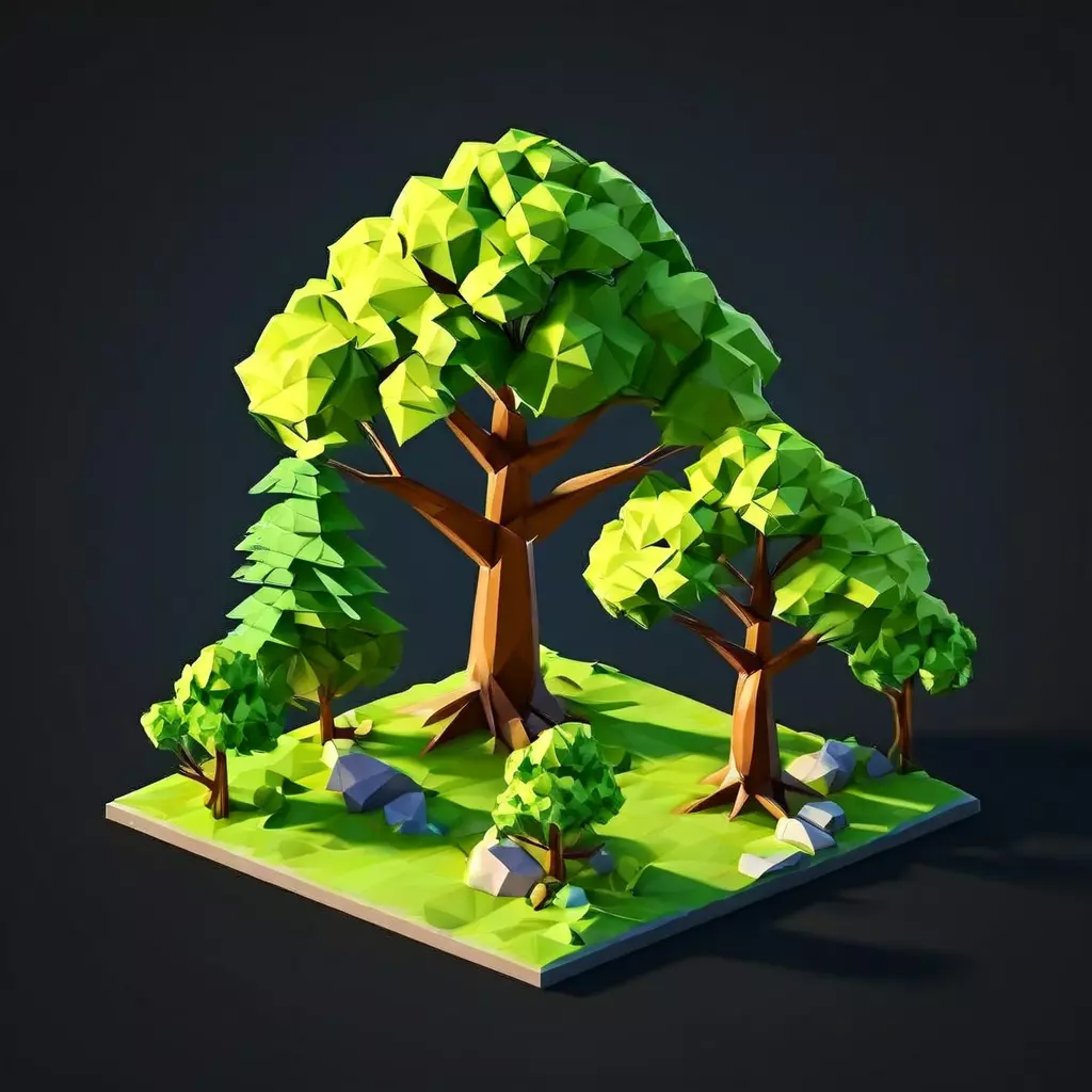Low Poly Forest Scene Game Asset Low-poly 3D model_0