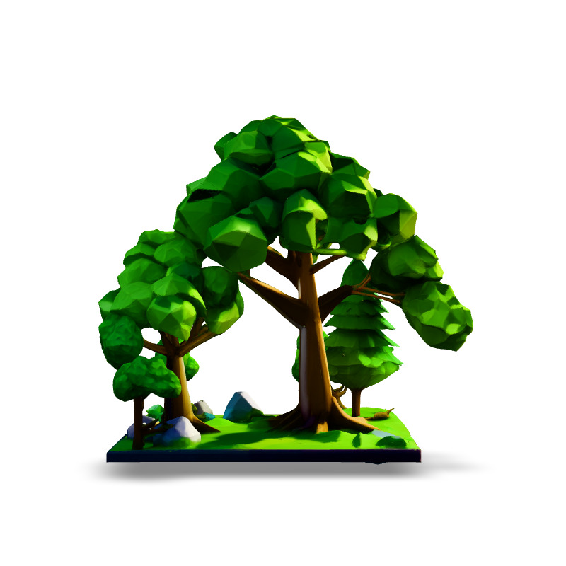Low Poly Forest Scene Game Asset Low-poly 3D model_6