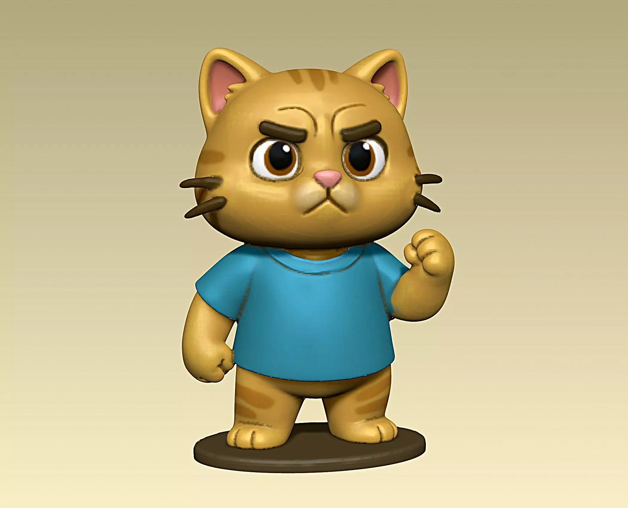 Cute angry kitten figurine toy 3D print model_0