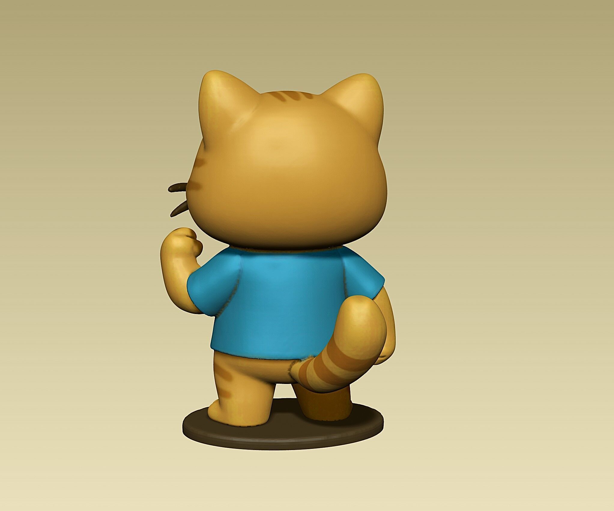 Cute angry kitten figurine toy 3D print model_3