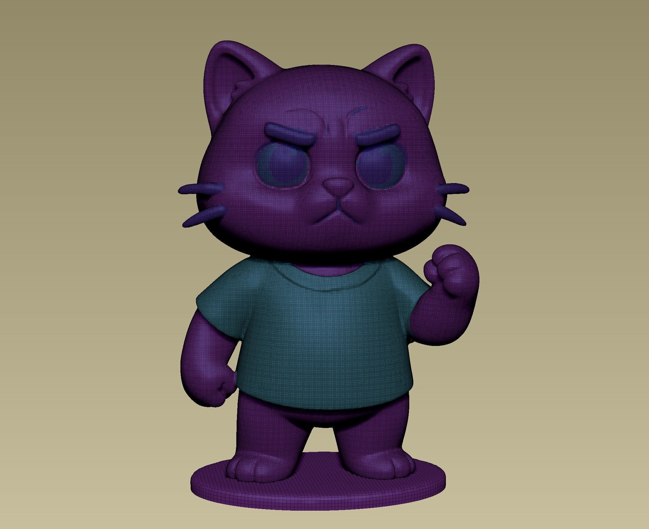 Cute angry kitten figurine toy 3D print model_7