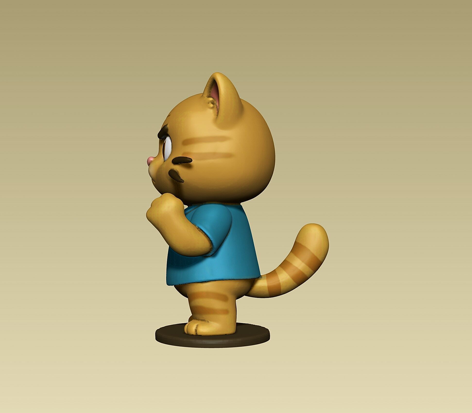 Cute angry kitten figurine toy 3D print model_2