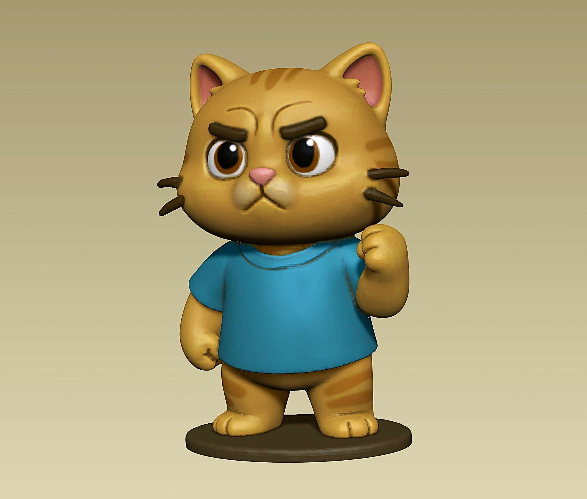 Cute angry kitten figurine toy 3D print model_1