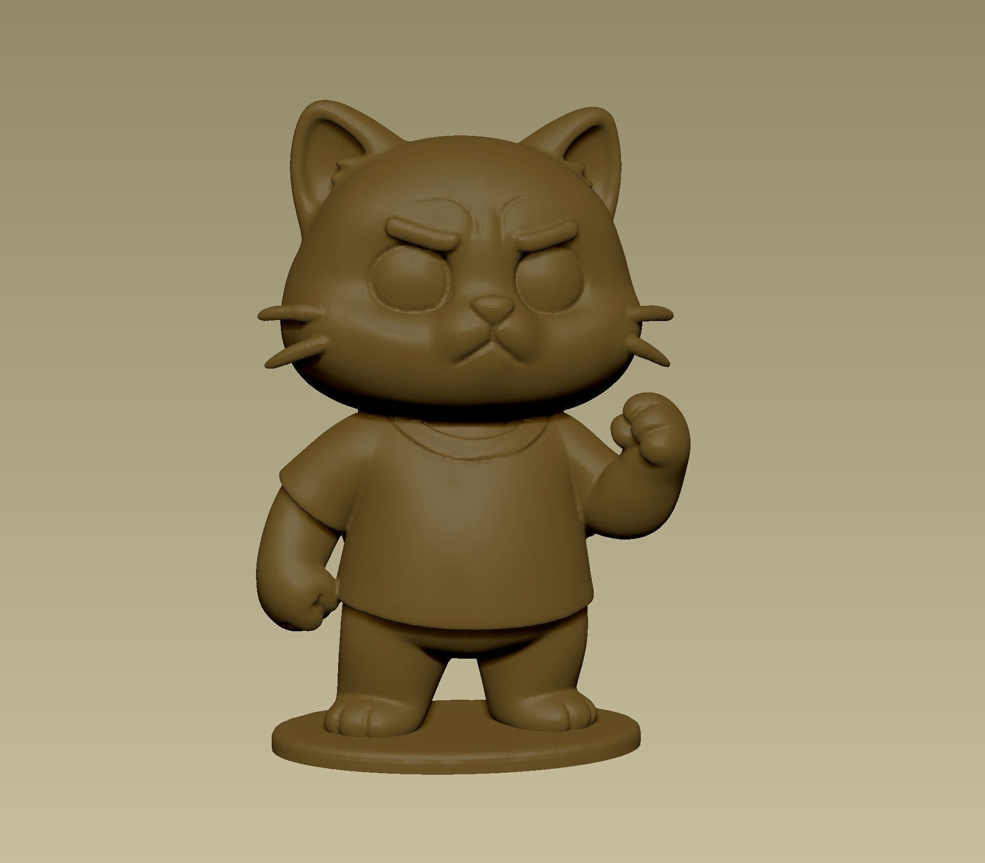 Cute angry kitten figurine toy 3D print model_6