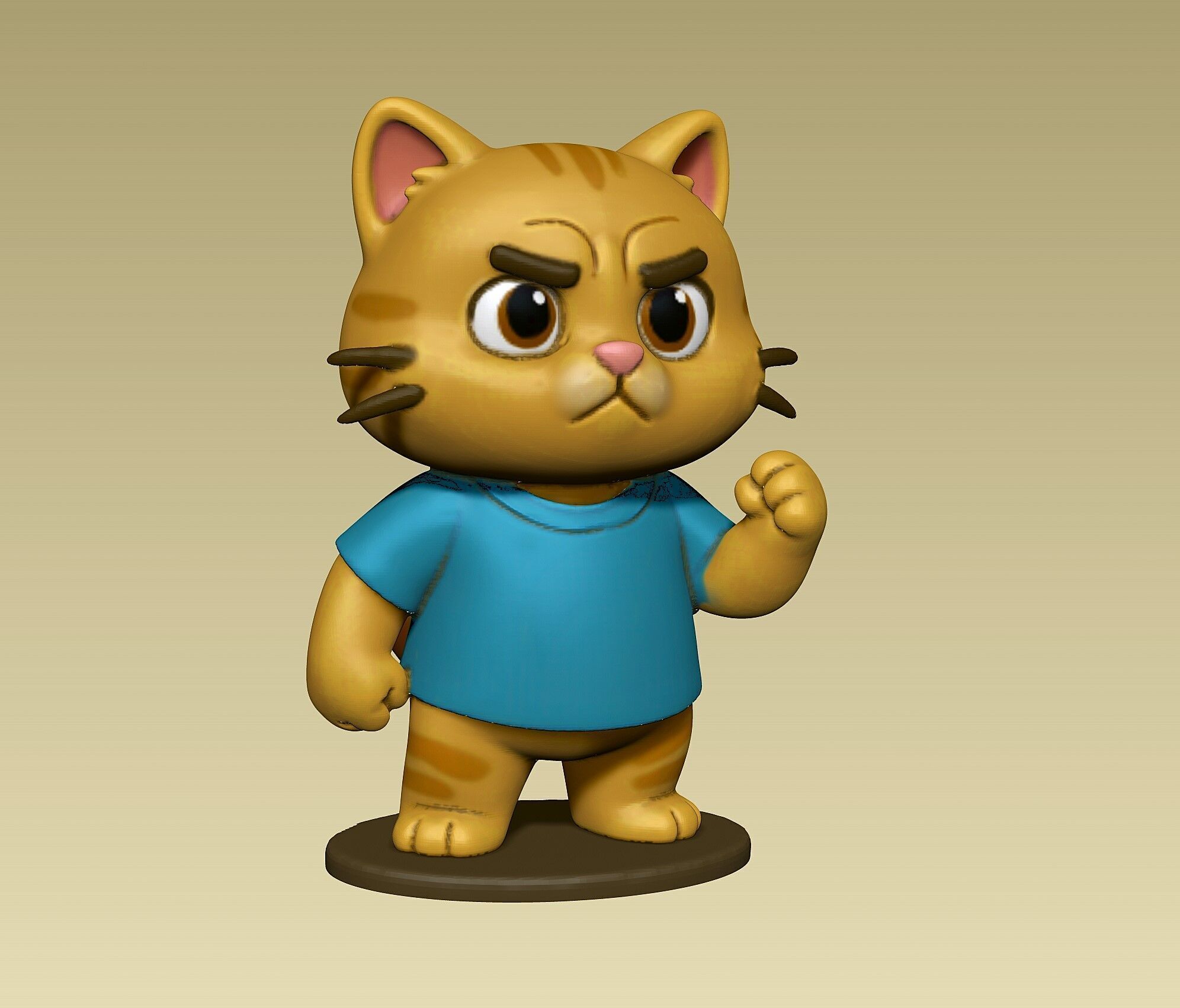 Cute angry kitten figurine toy 3D print model_5