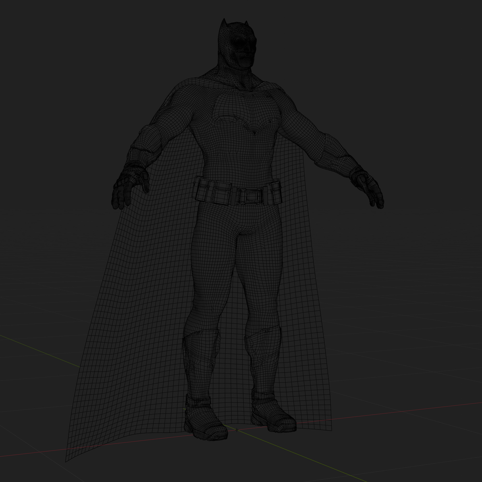 Batman 3D Model Zack Snyder Fully Rigged Cape Blender FBX OBJ Low-poly 3D model_9