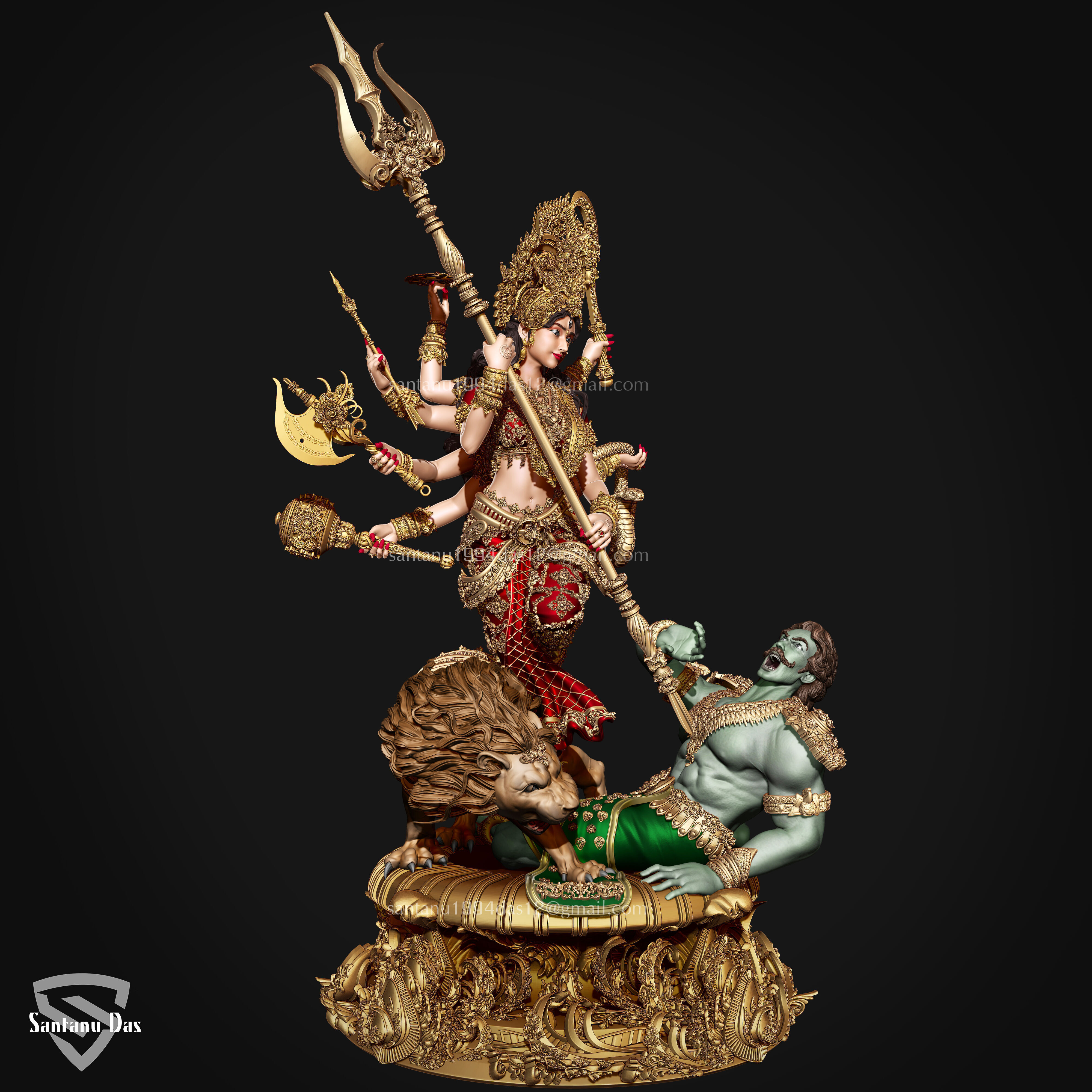 Durga Mata 3d Print STL 3D print model_21
