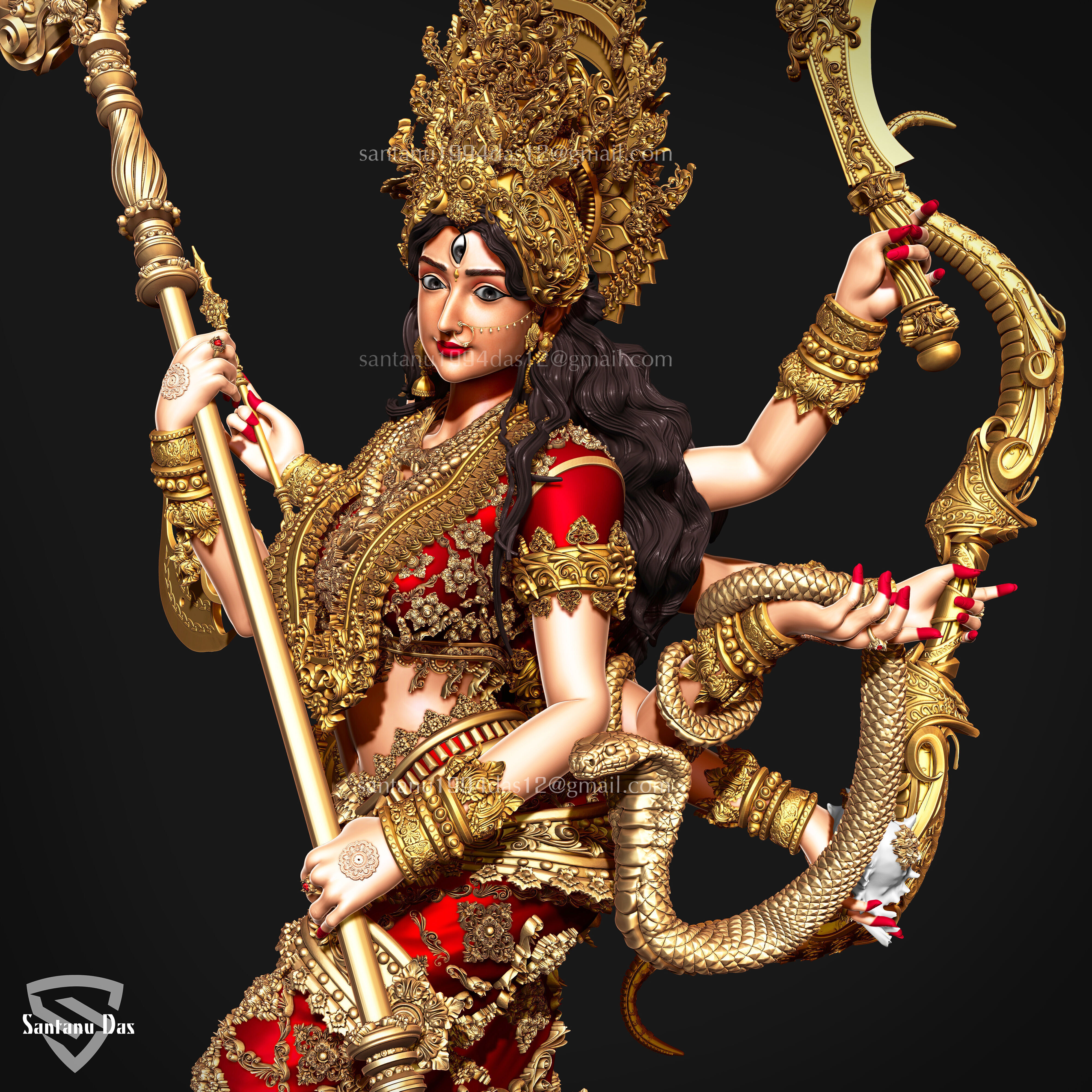 Durga Mata 3d Print STL 3D print model_22