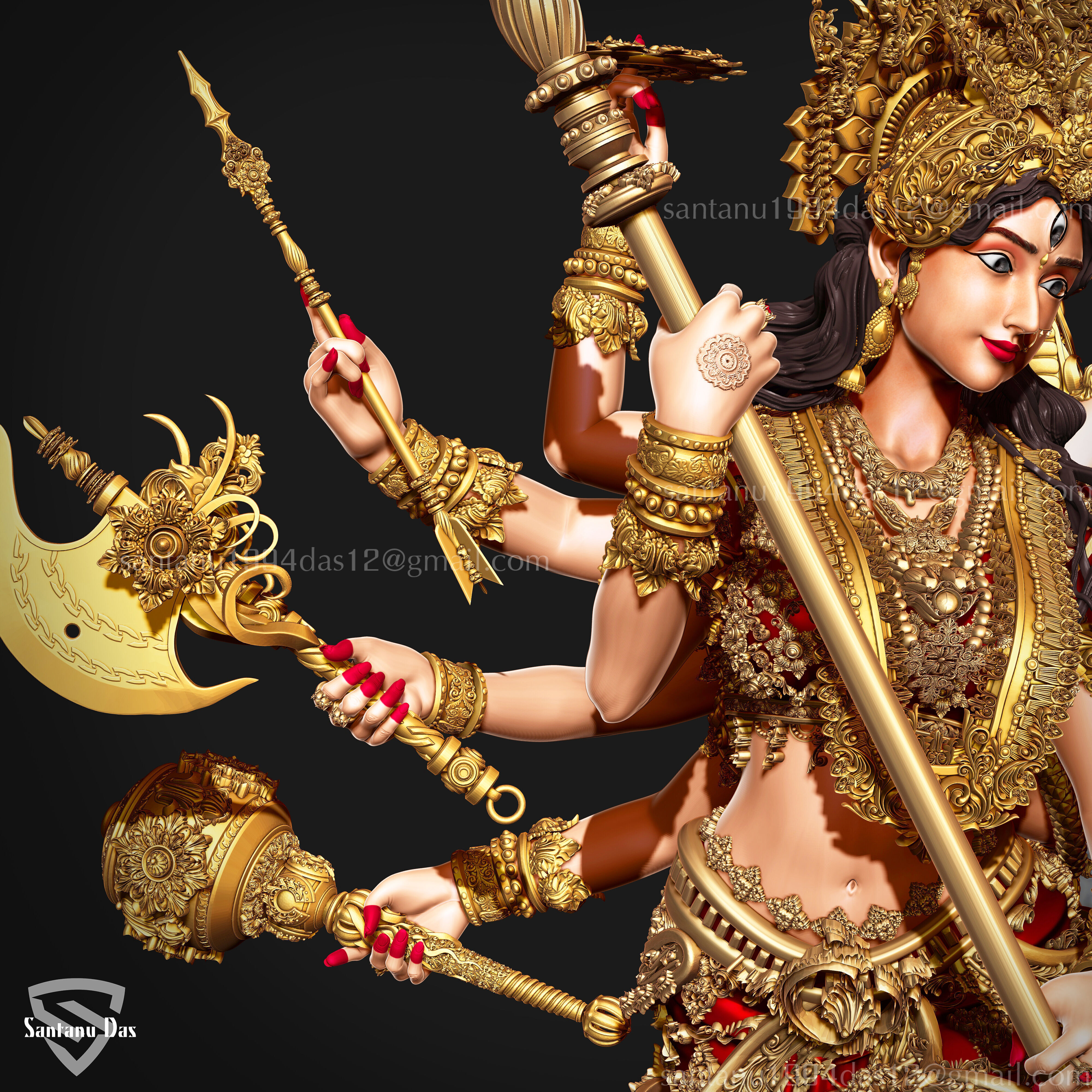 Durga Mata 3d Print STL 3D print model_20