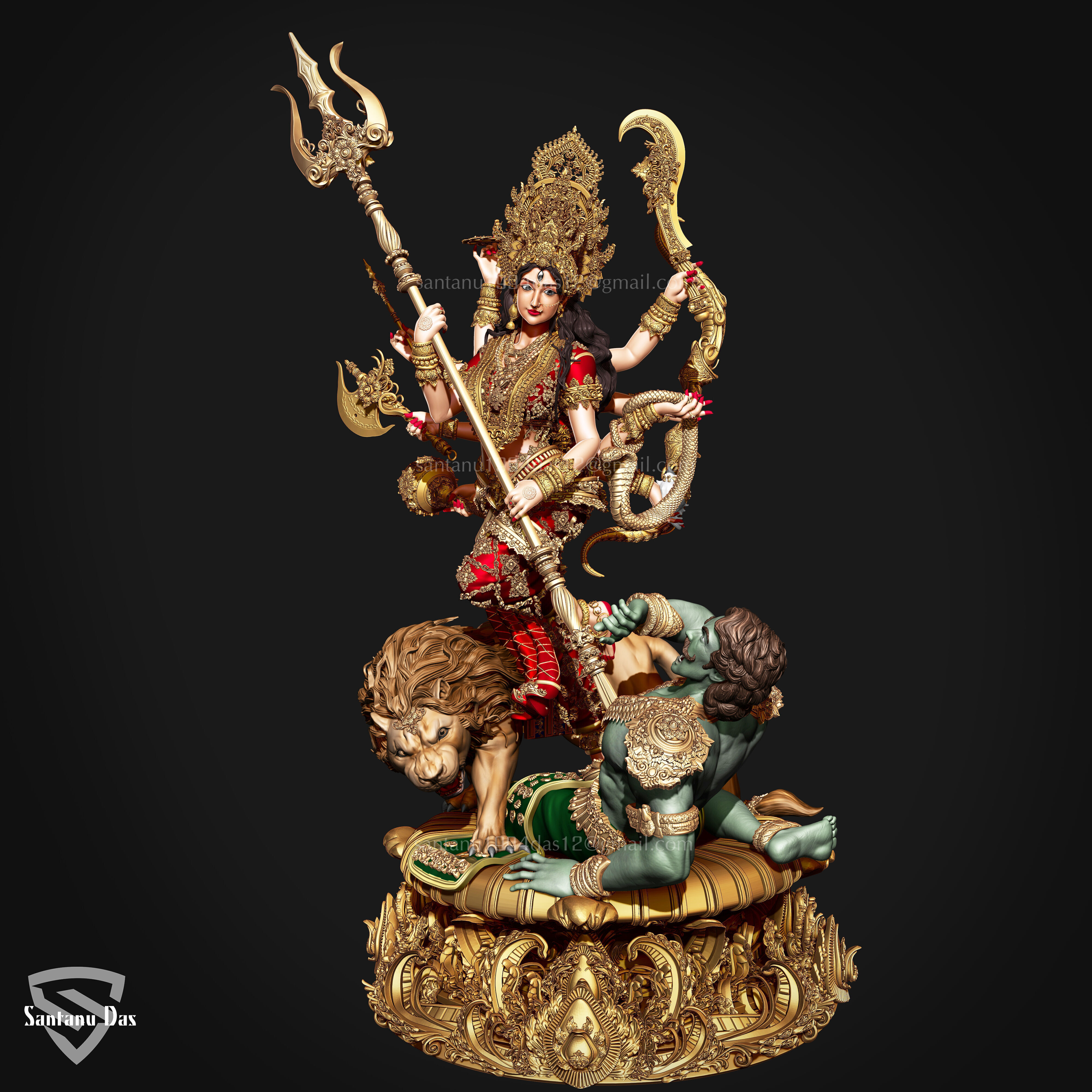 Durga Mata 3d Print STL 3D print model_8