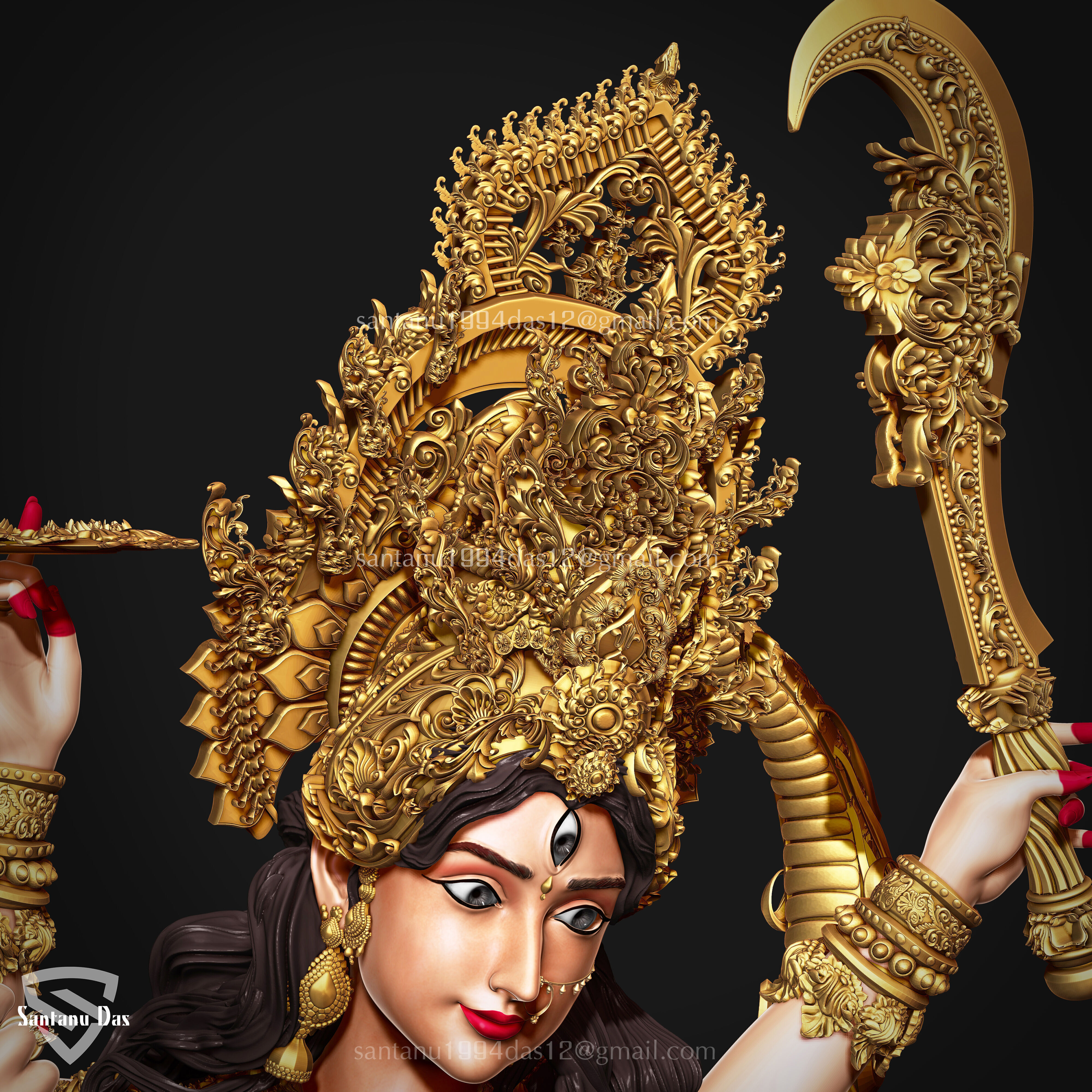 Durga Mata 3d Print STL 3D print model_9