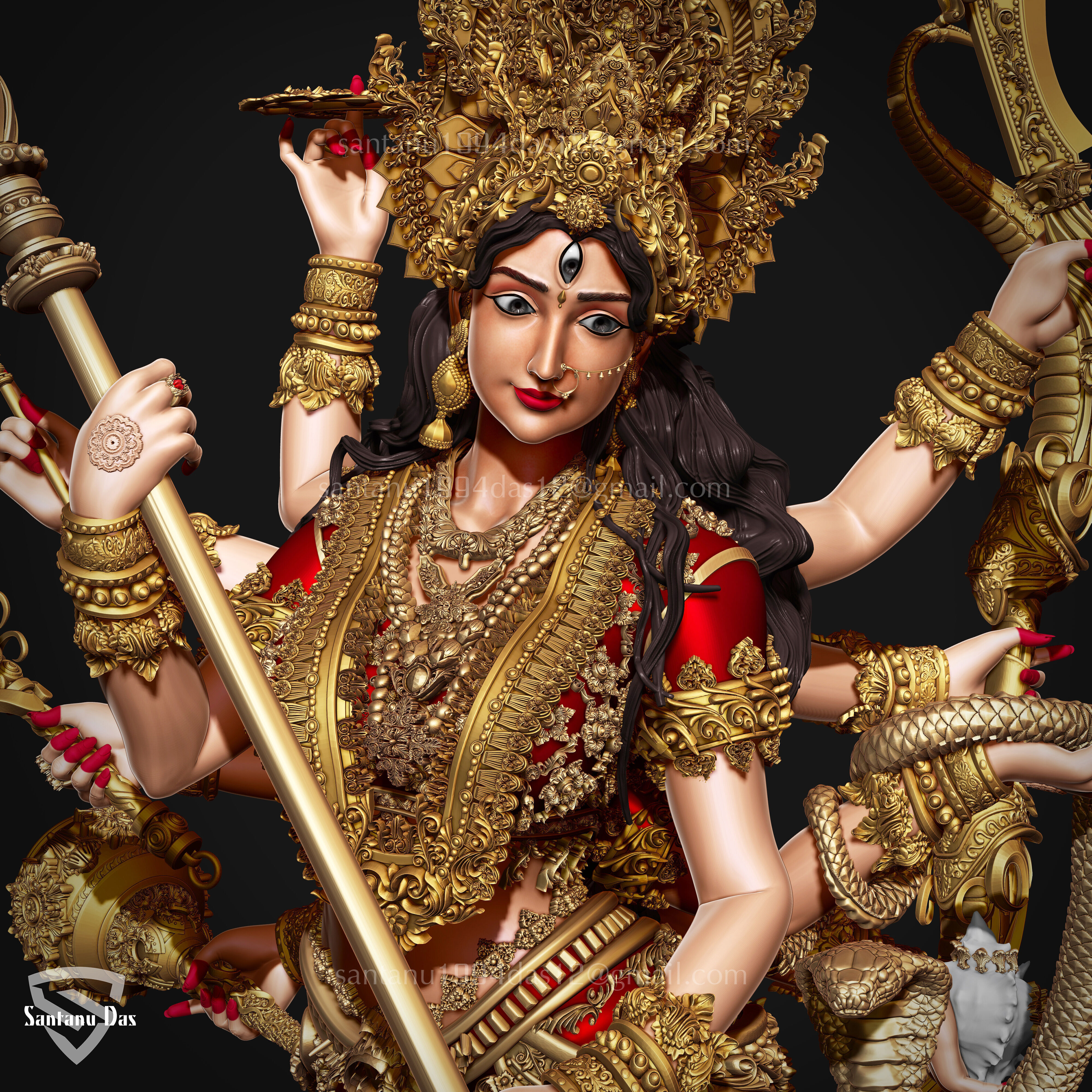Durga Mata 3d Print STL 3D print model_6