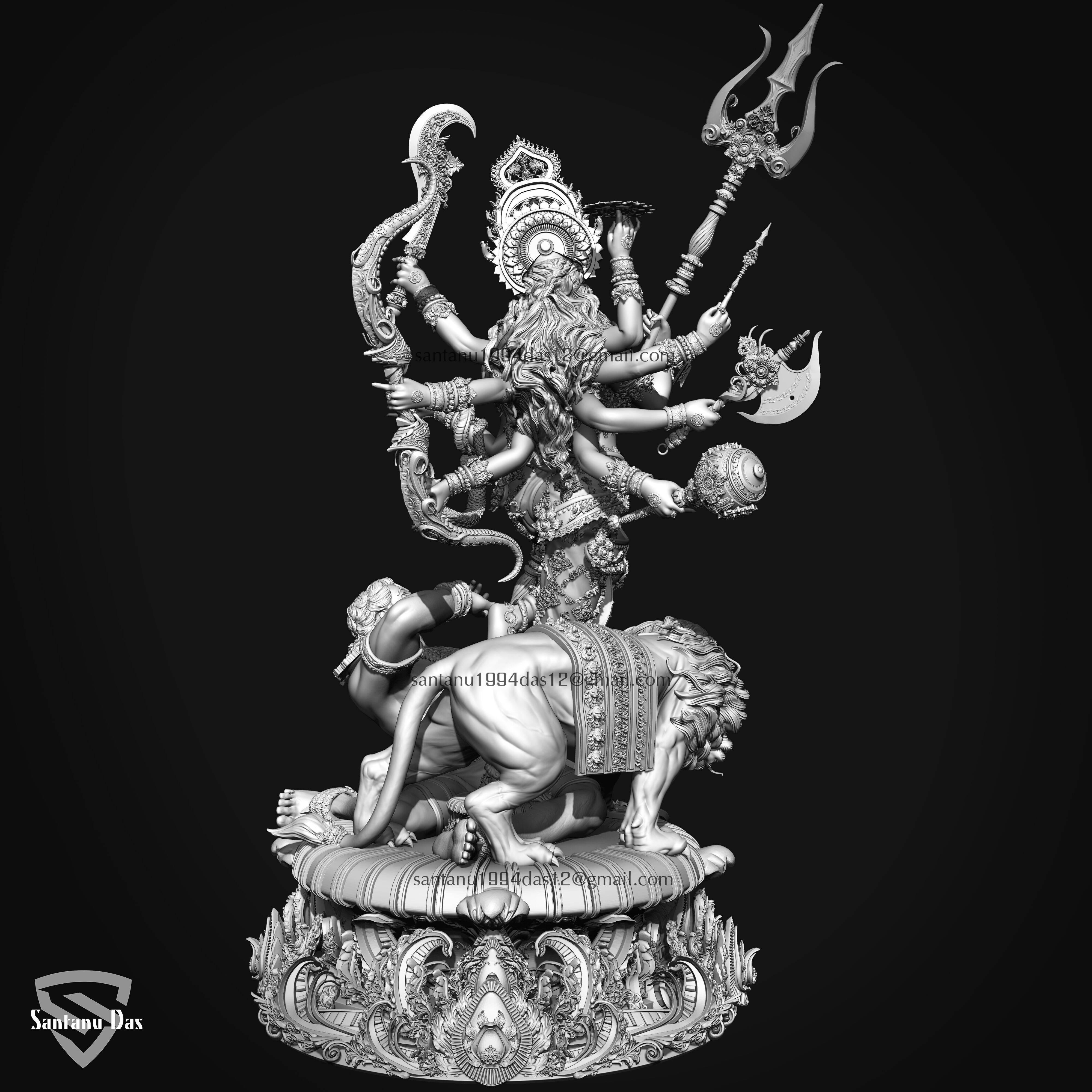 Durga Mata 3d Print STL 3D print model_16