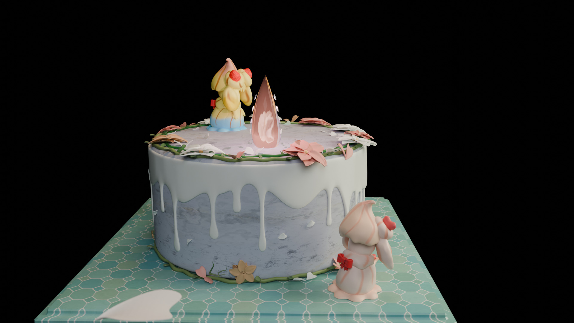 Frost fairy milk standing on the cake 3D model_3