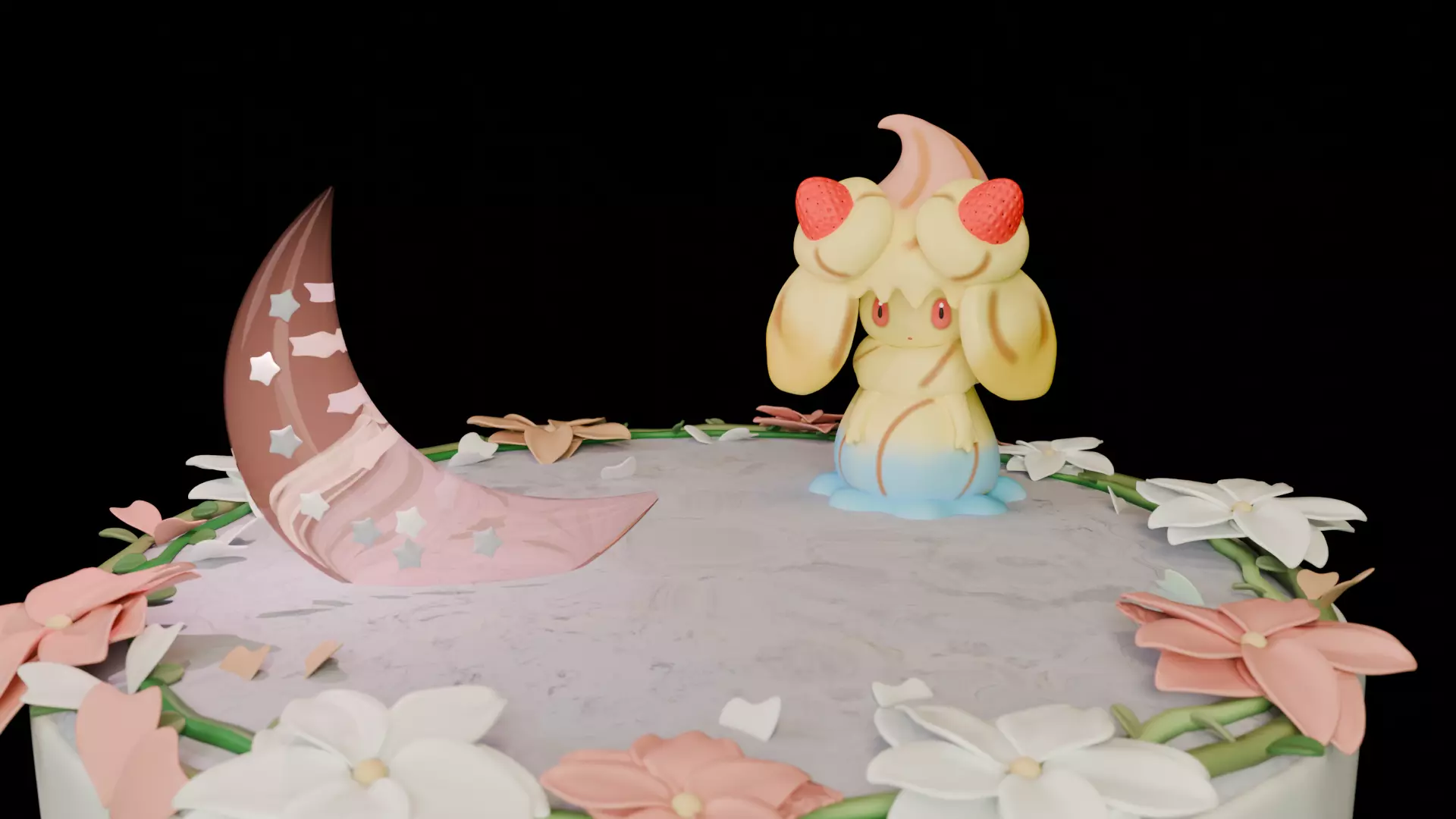 Frost fairy milk standing on the cake 3D model_0