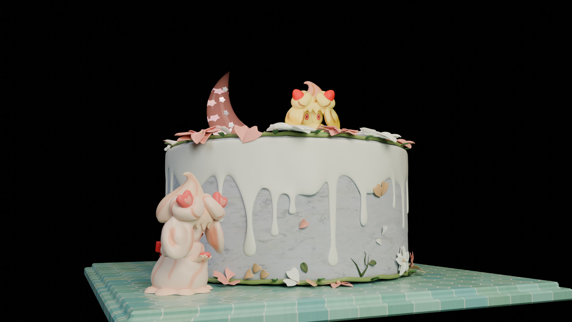 Frost fairy milk standing on the cake 3D model_4