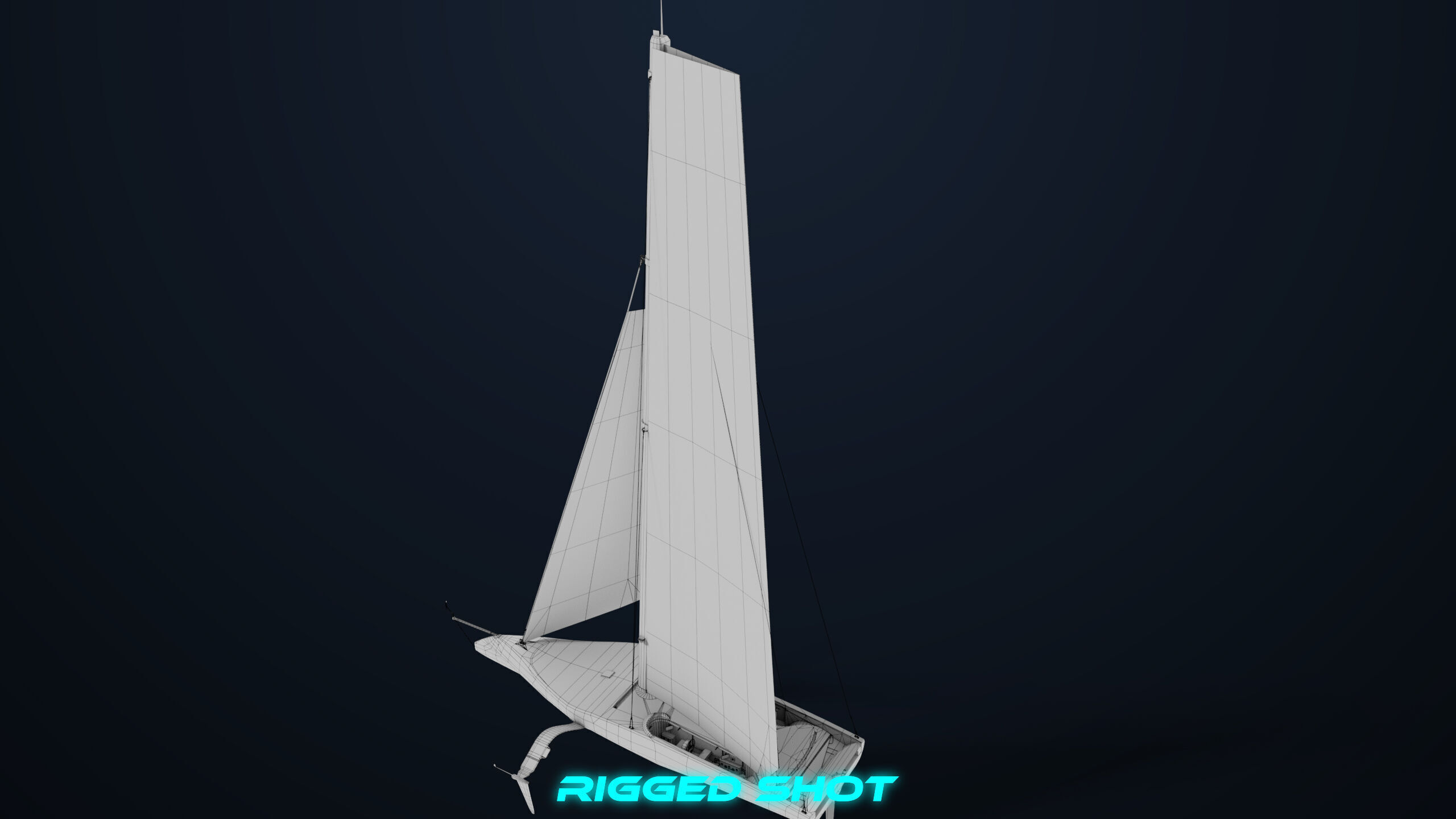 Sailing Yacht Boat Hydrofoil 01 Blue All PBR Unity UE Textures Low-poly 3D model_36
