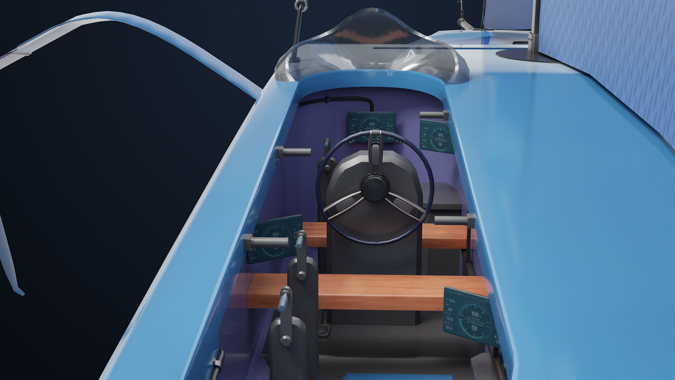 Sailing Yacht Boat Hydrofoil 01 Blue All PBR Unity UE Textures Low-poly 3D model_6