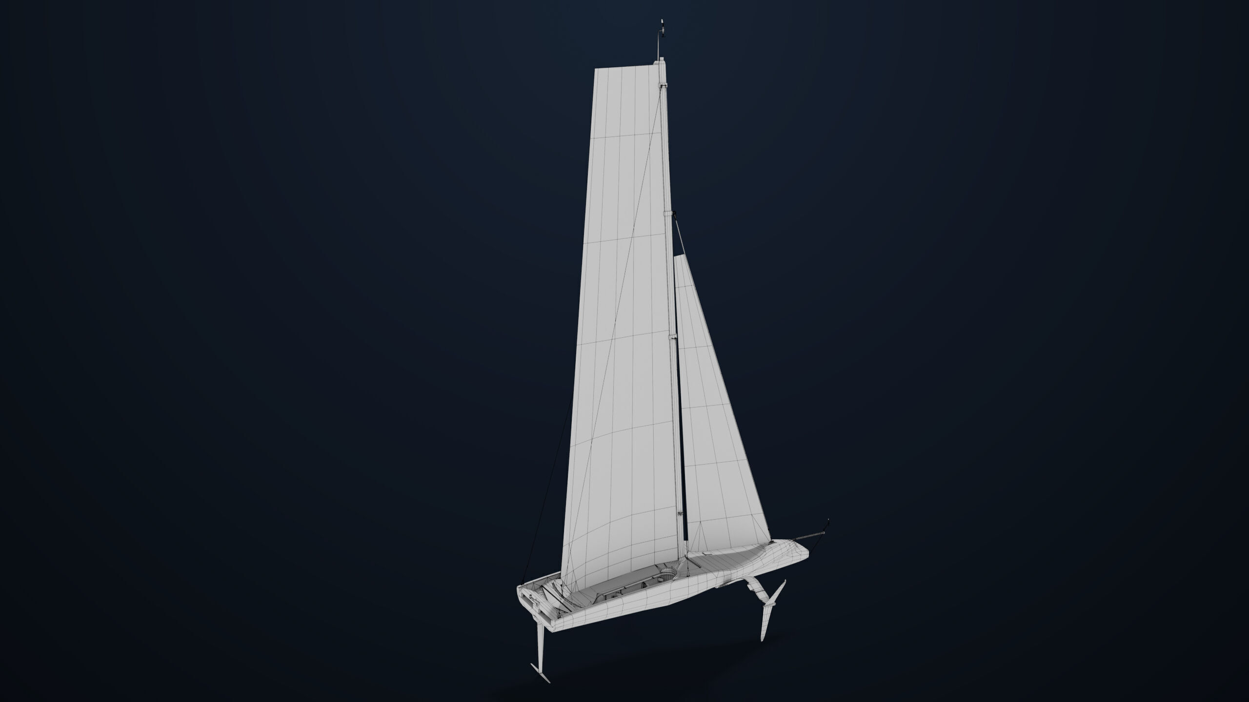 Sailing Yacht Boat Hydrofoil 01 Blue All PBR Unity UE Textures Low-poly 3D model_31