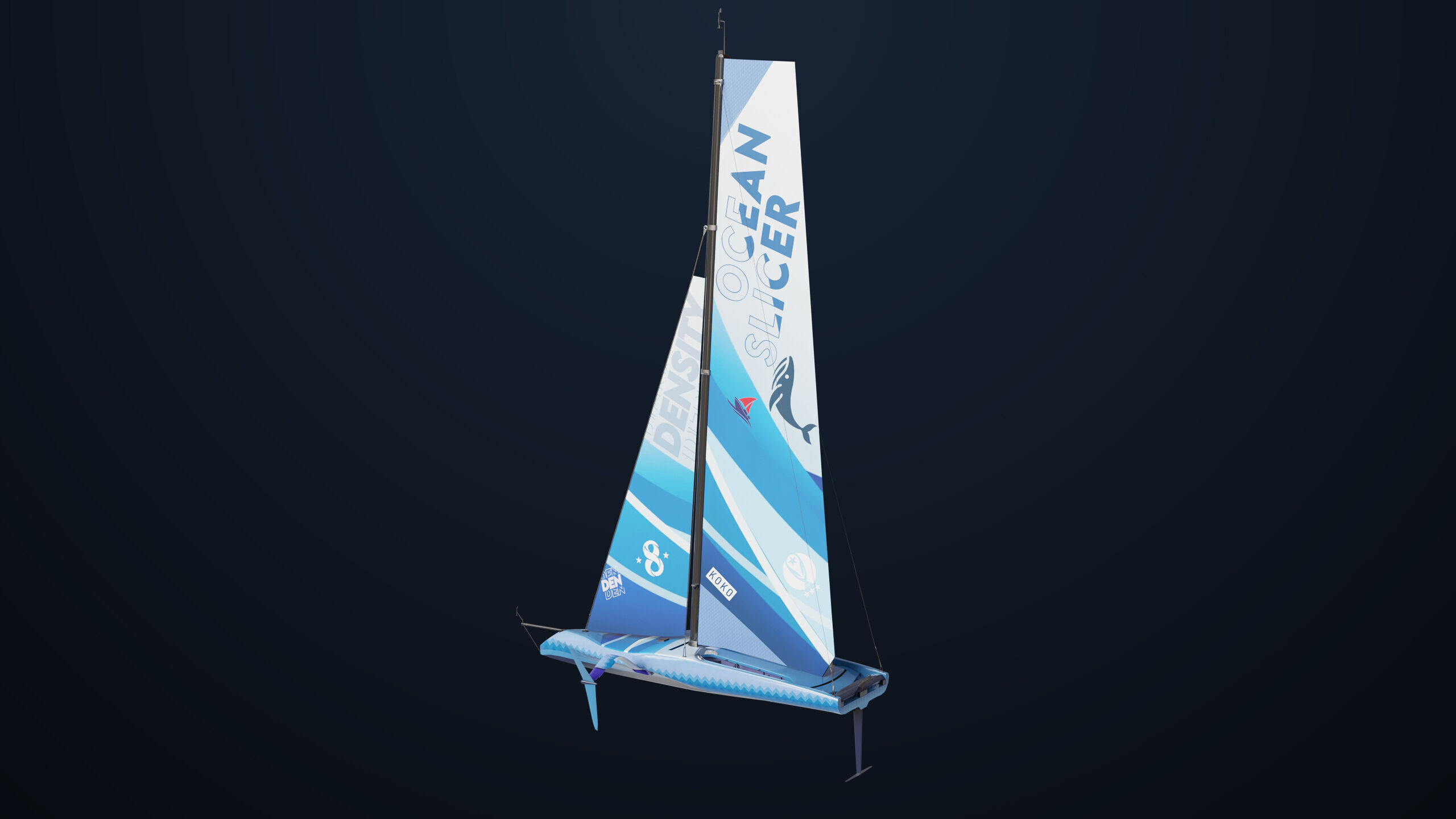 Sailing Yacht Boat Hydrofoil 01 Blue All PBR Unity UE Textures Low-poly 3D model_3