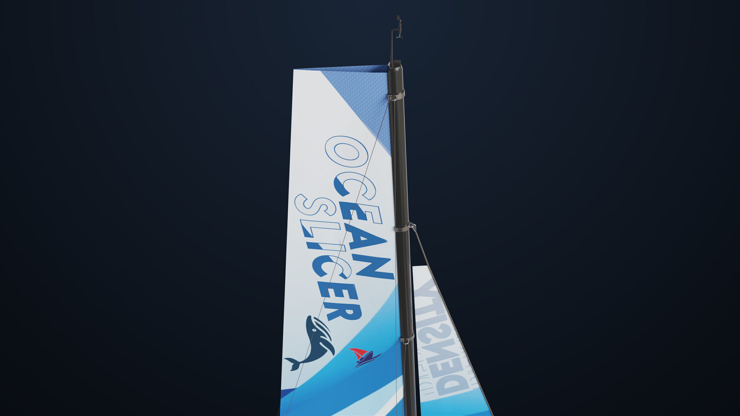 Sailing Yacht Boat Hydrofoil 01 Blue All PBR Unity UE Textures Low-poly 3D model_17