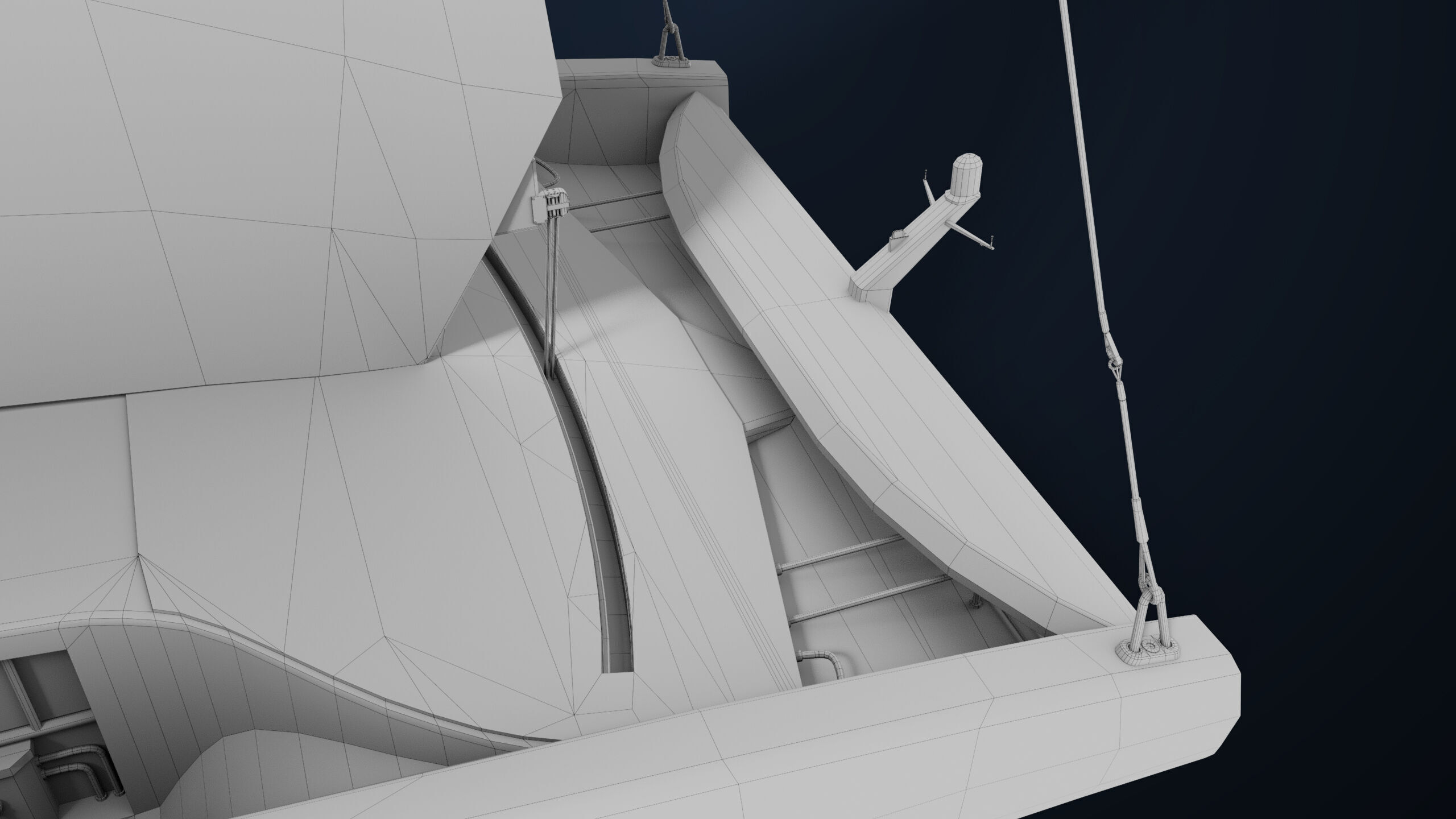 Sailing Yacht Boat Hydrofoil 01 Blue All PBR Unity UE Textures Low-poly 3D model_41