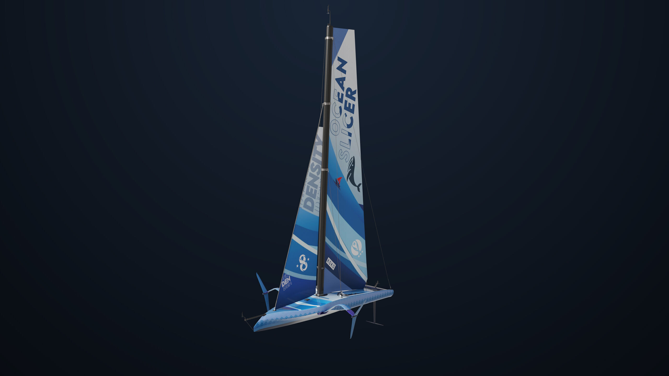 Sailing Yacht Boat Hydrofoil 01 Blue All PBR Unity UE Textures Low-poly 3D model_2