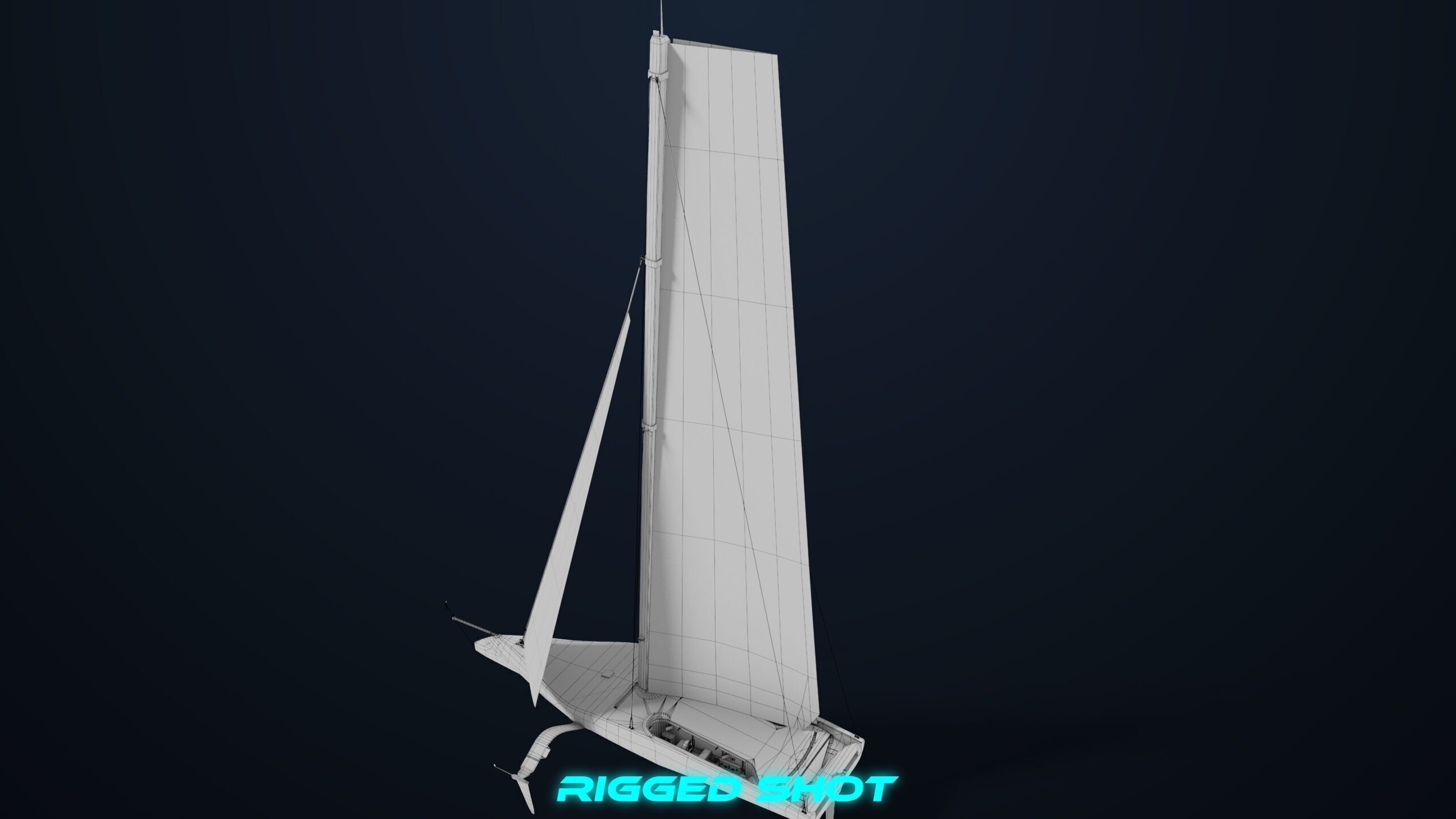 Sailing Yacht Boat Hydrofoil 01 Blue All PBR Unity UE Textures Low-poly 3D model_35