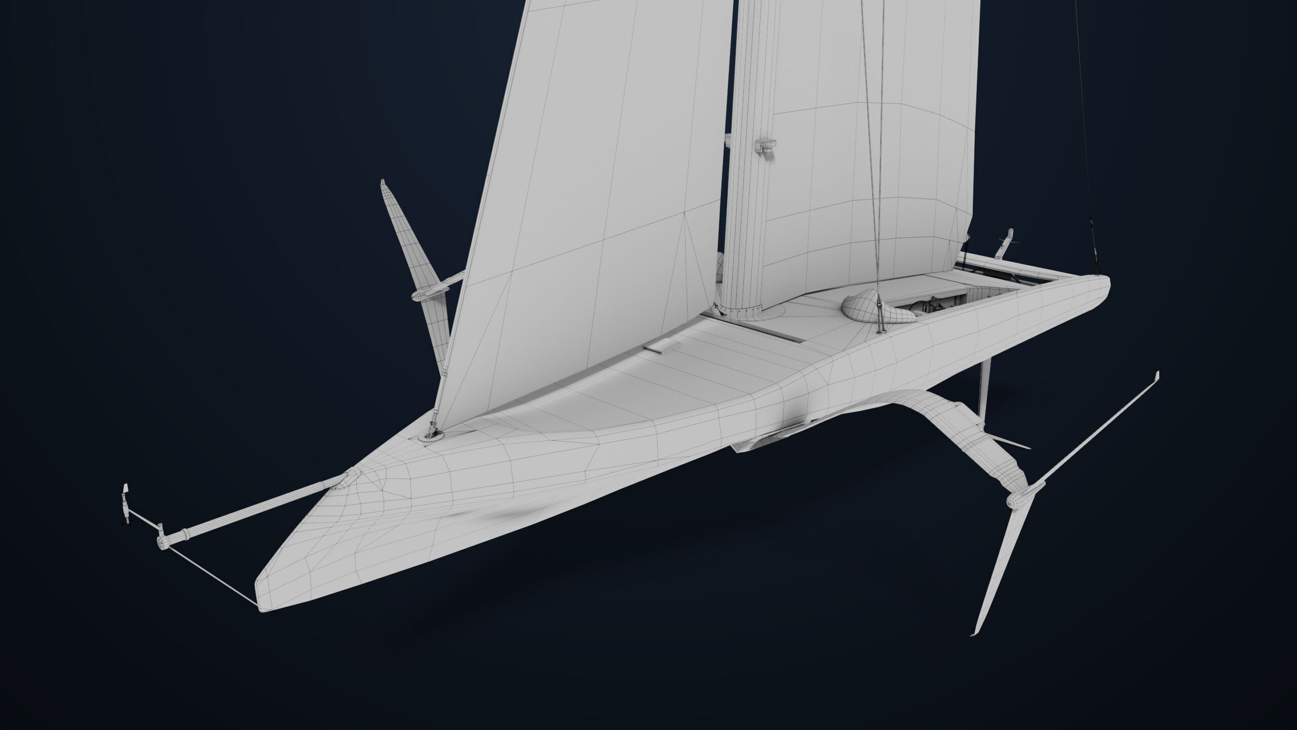 Sailing Yacht Boat Hydrofoil 01 Blue All PBR Unity UE Textures Low-poly 3D model_32