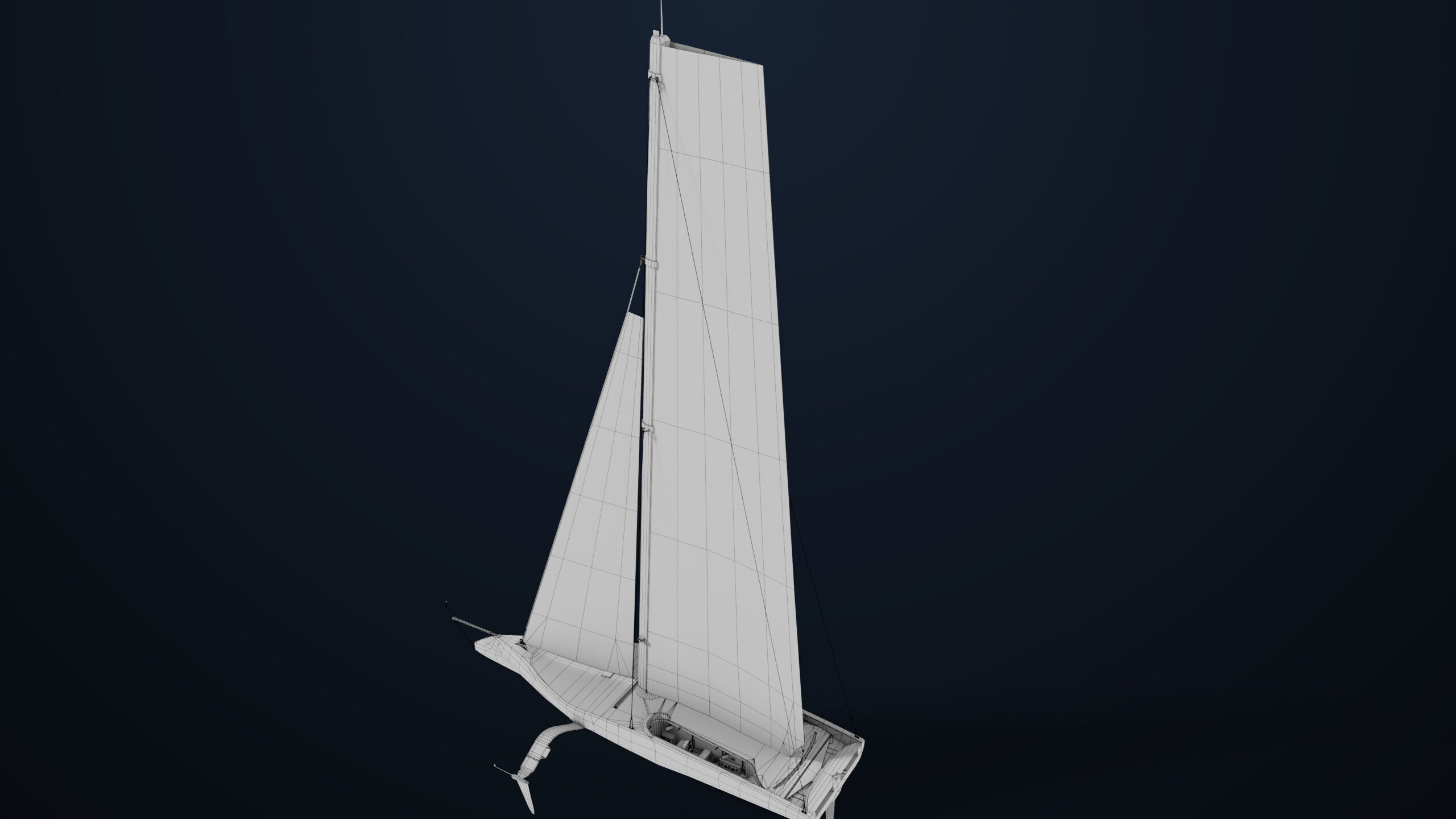 Sailing Yacht Boat Hydrofoil 01 Blue All PBR Unity UE Textures Low-poly 3D model_34