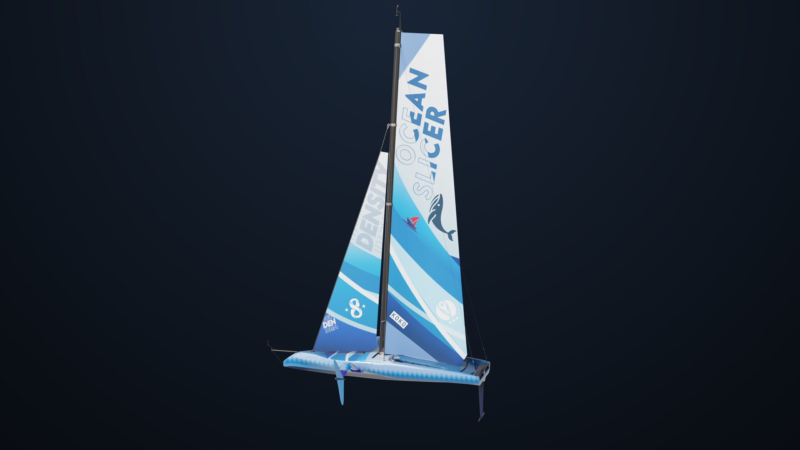 Sailing Yacht Boat Hydrofoil 01 Blue All PBR Unity UE Textures Low-poly 3D model_12