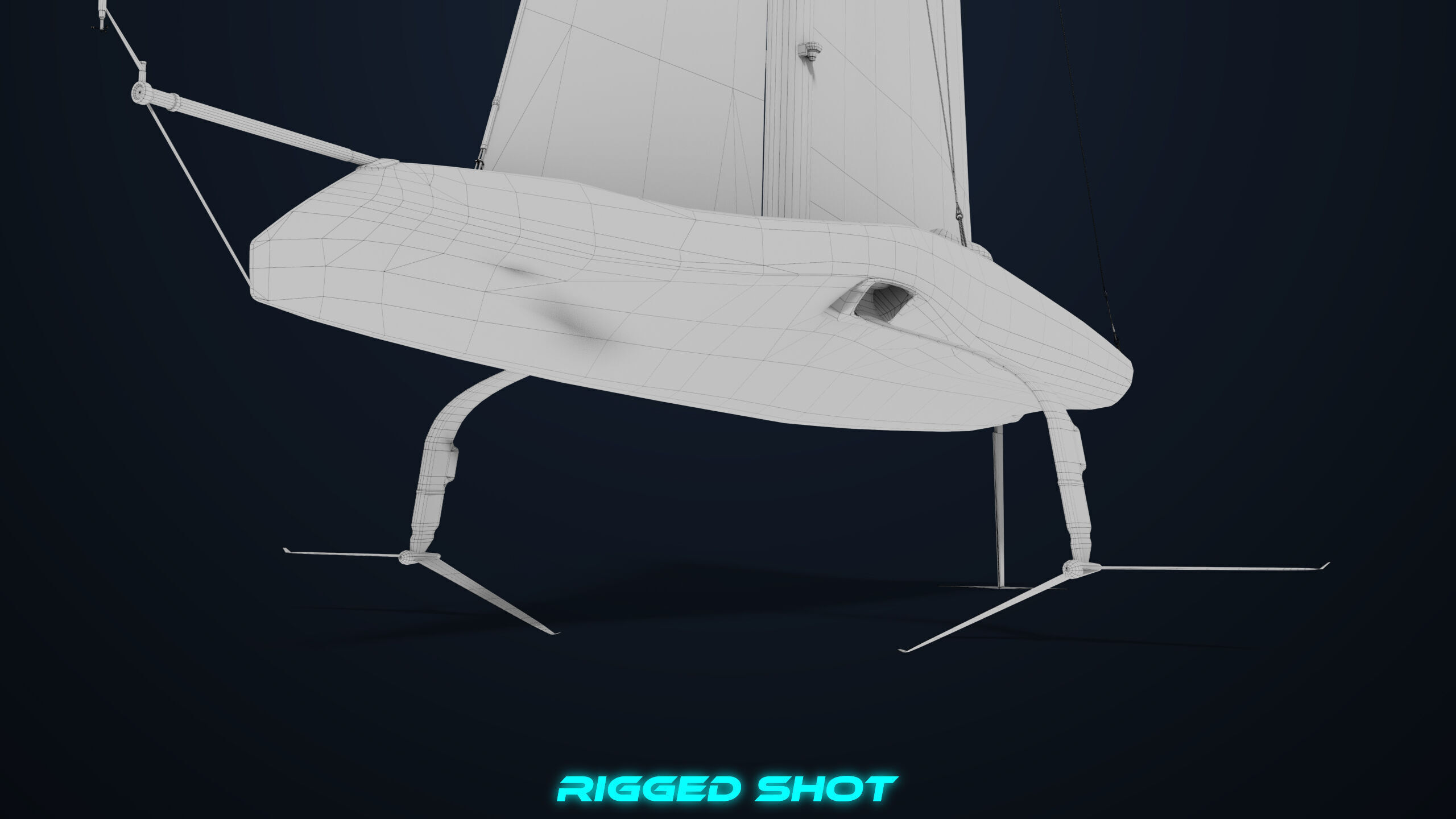 Sailing Yacht Boat Hydrofoil 01 Blue All PBR Unity UE Textures Low-poly 3D model_43