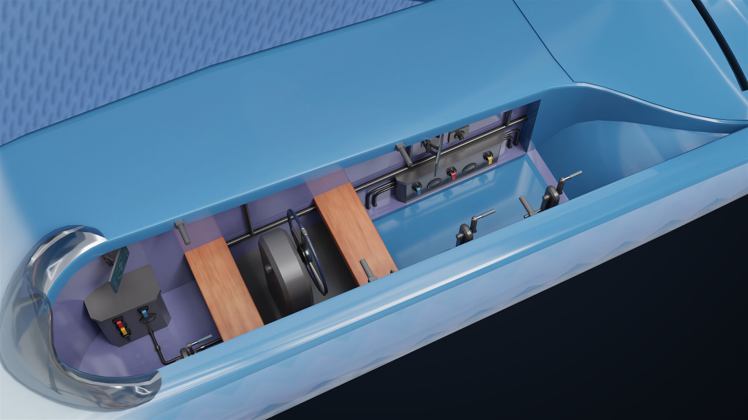 Sailing Yacht Boat Hydrofoil 01 Blue All PBR Unity UE Textures Low-poly 3D model_5