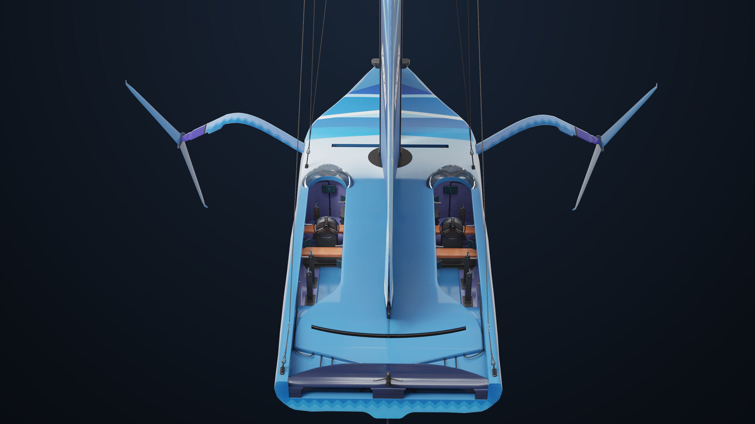 Sailing Yacht Boat Hydrofoil 01 Blue All PBR Unity UE Textures Low-poly 3D model_19