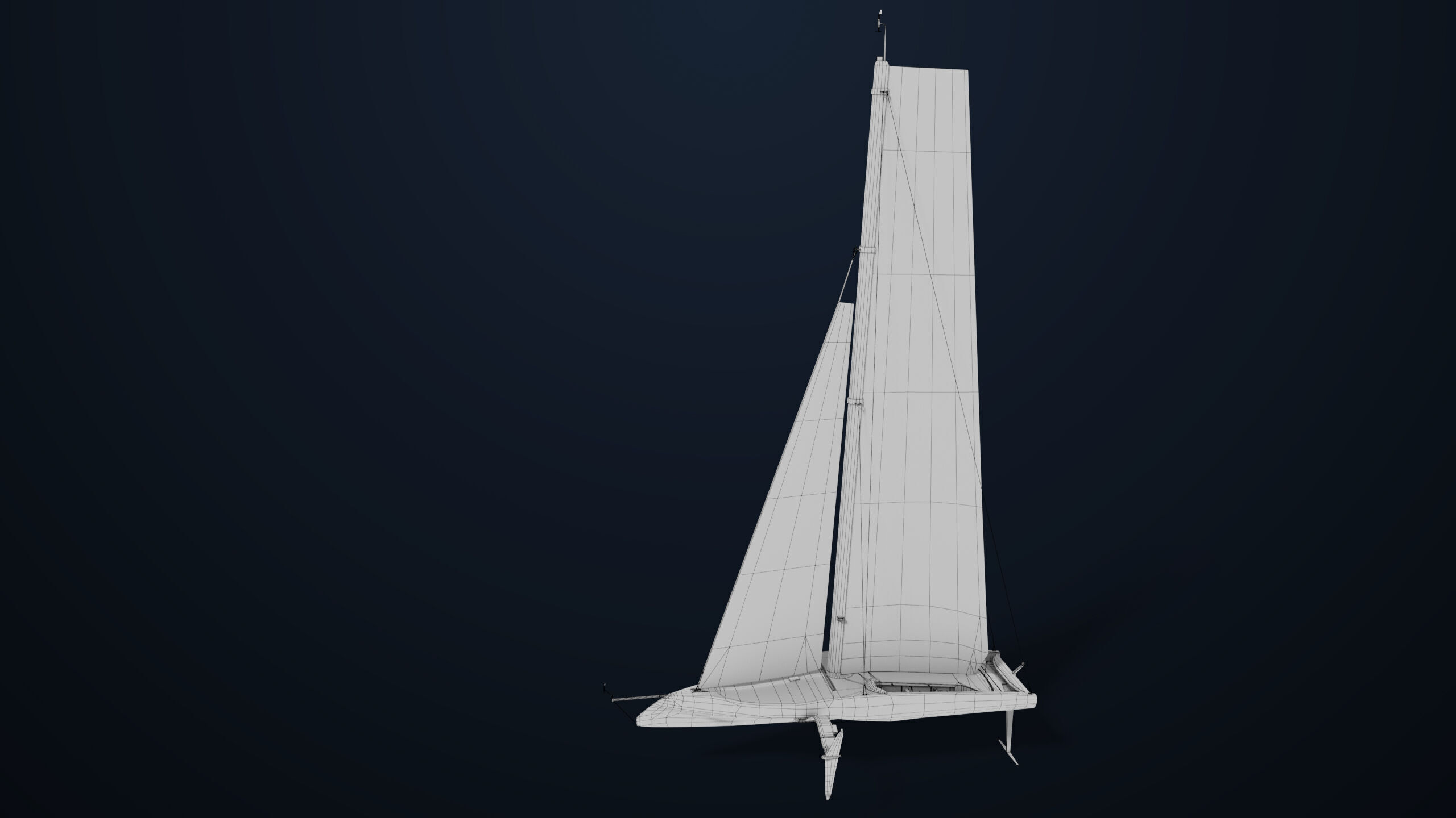 Sailing Yacht Boat Hydrofoil 01 Blue All PBR Unity UE Textures Low-poly 3D model_30
