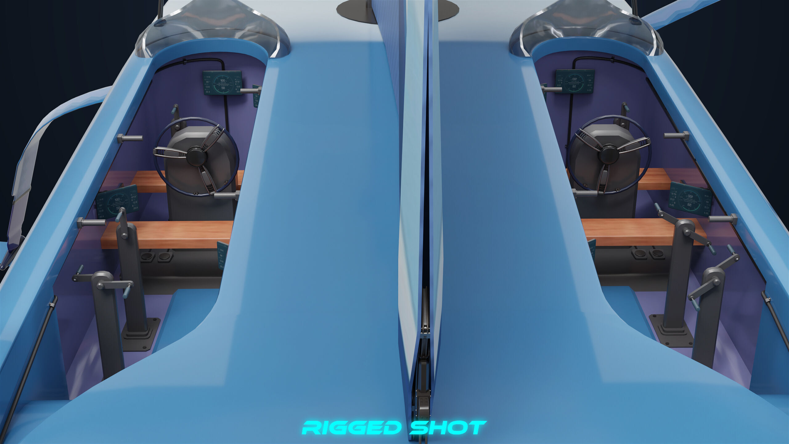 Sailing Yacht Boat Hydrofoil 01 Blue All PBR Unity UE Textures Low-poly 3D model_10