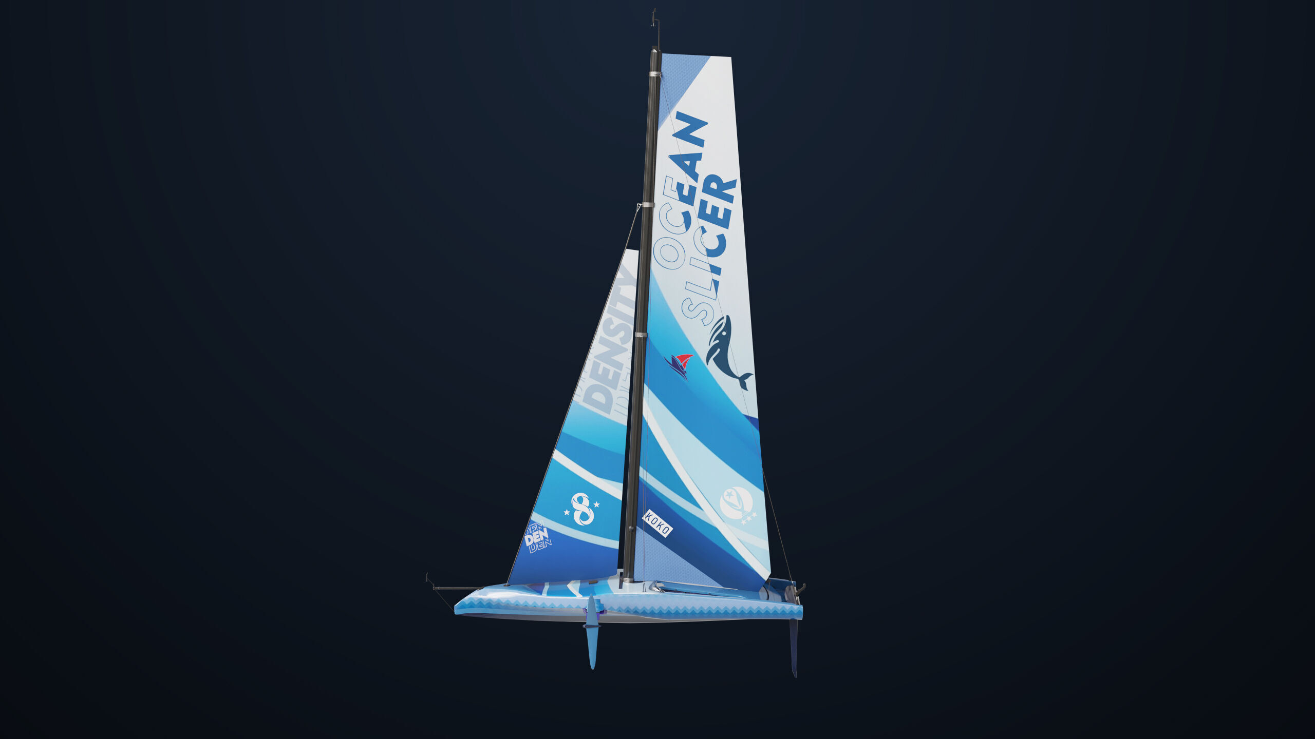 Sailing Yacht Boat Hydrofoil 01 Blue All PBR Unity UE Textures Low-poly 3D model_13