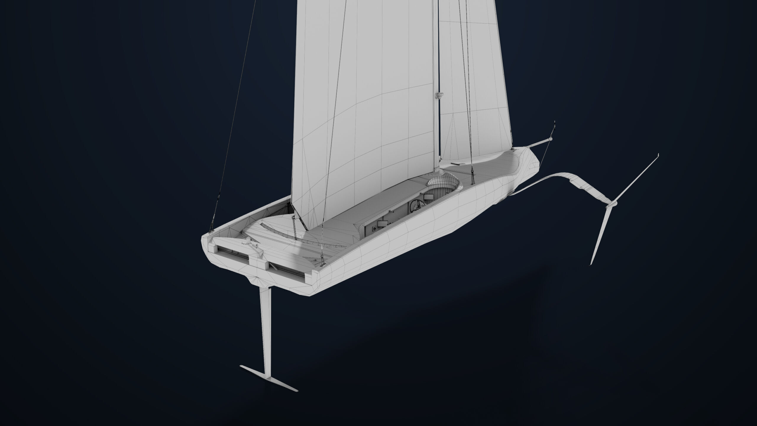 Sailing Yacht Boat Hydrofoil 01 Blue All PBR Unity UE Textures Low-poly 3D model_33