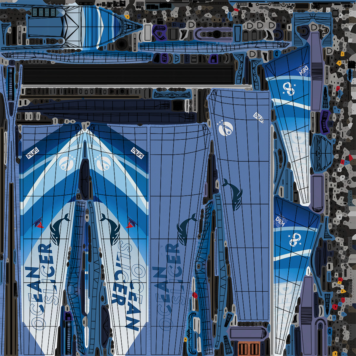 Sailing Yacht Boat Hydrofoil 01 Blue All PBR Unity UE Textures Low-poly 3D model_44