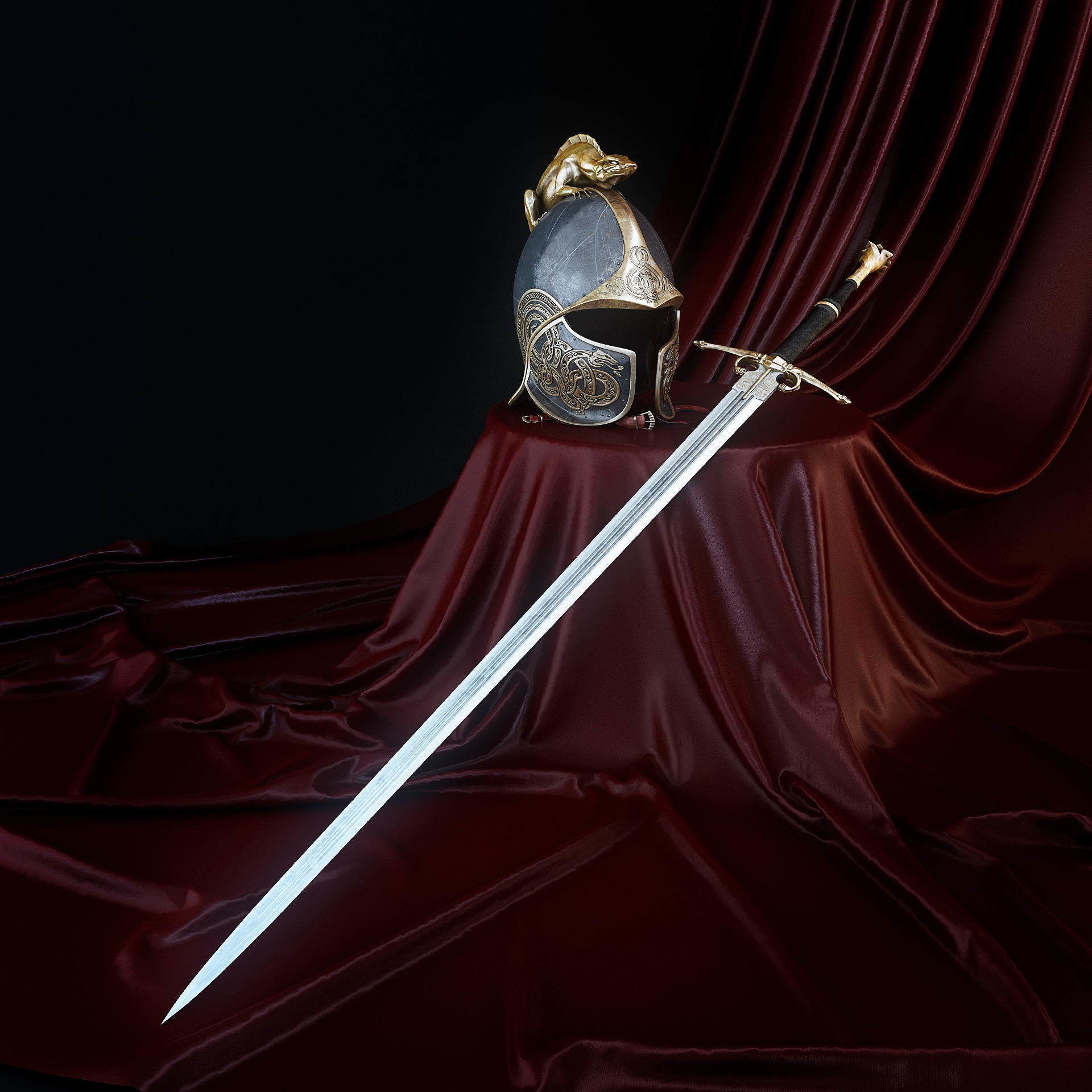 Dragon Helm and Dragon Sword 3D model_1