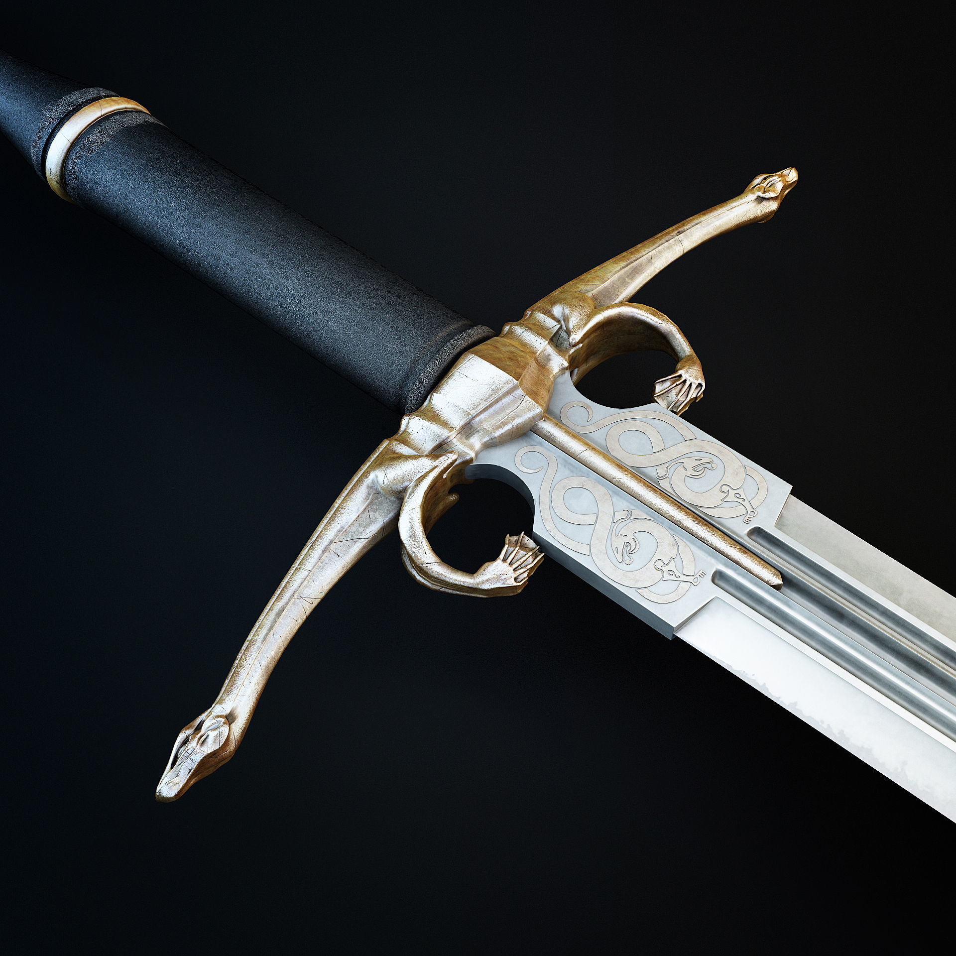 Dragon Helm and Dragon Sword 3D model_17