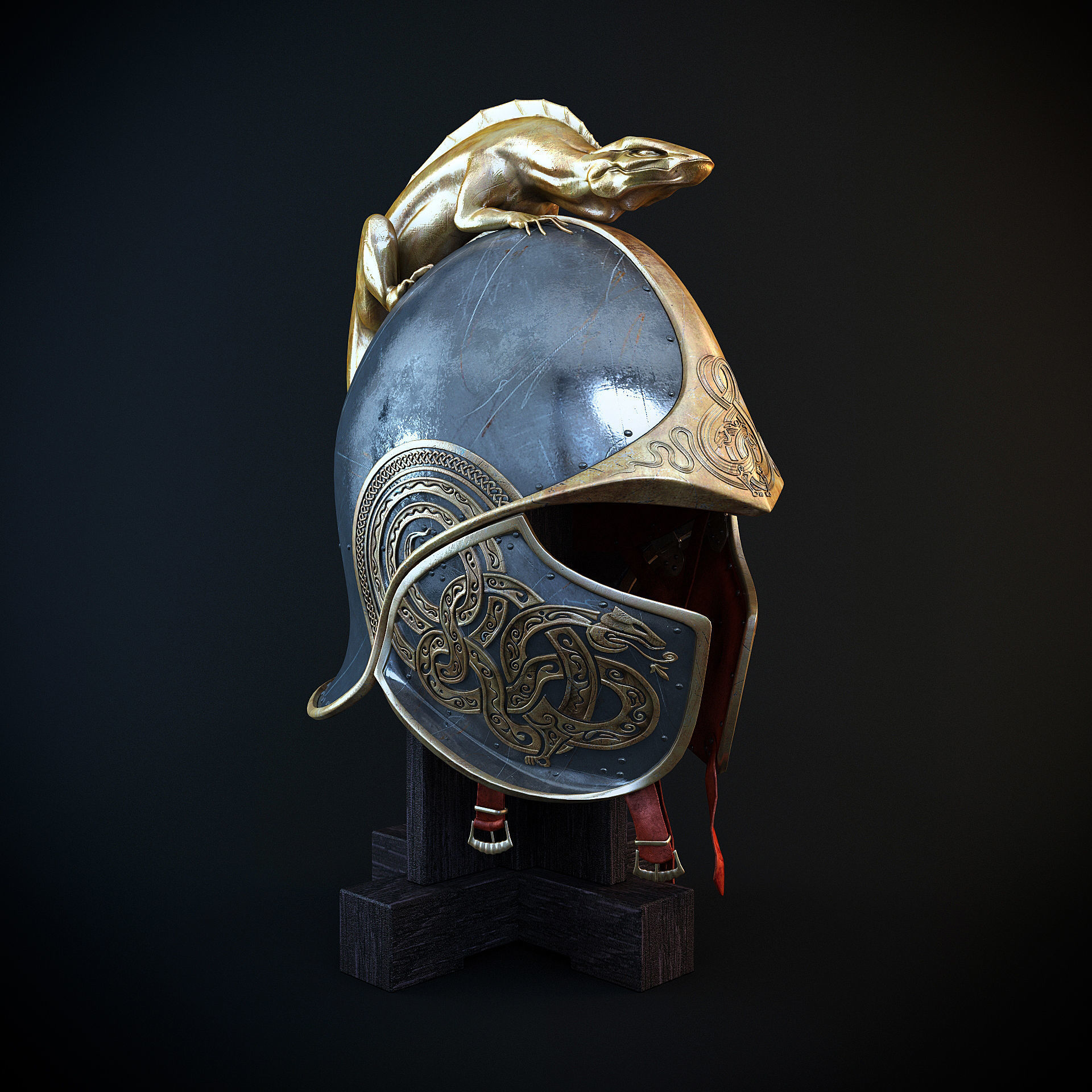 Dragon Helm and Dragon Sword 3D model_3