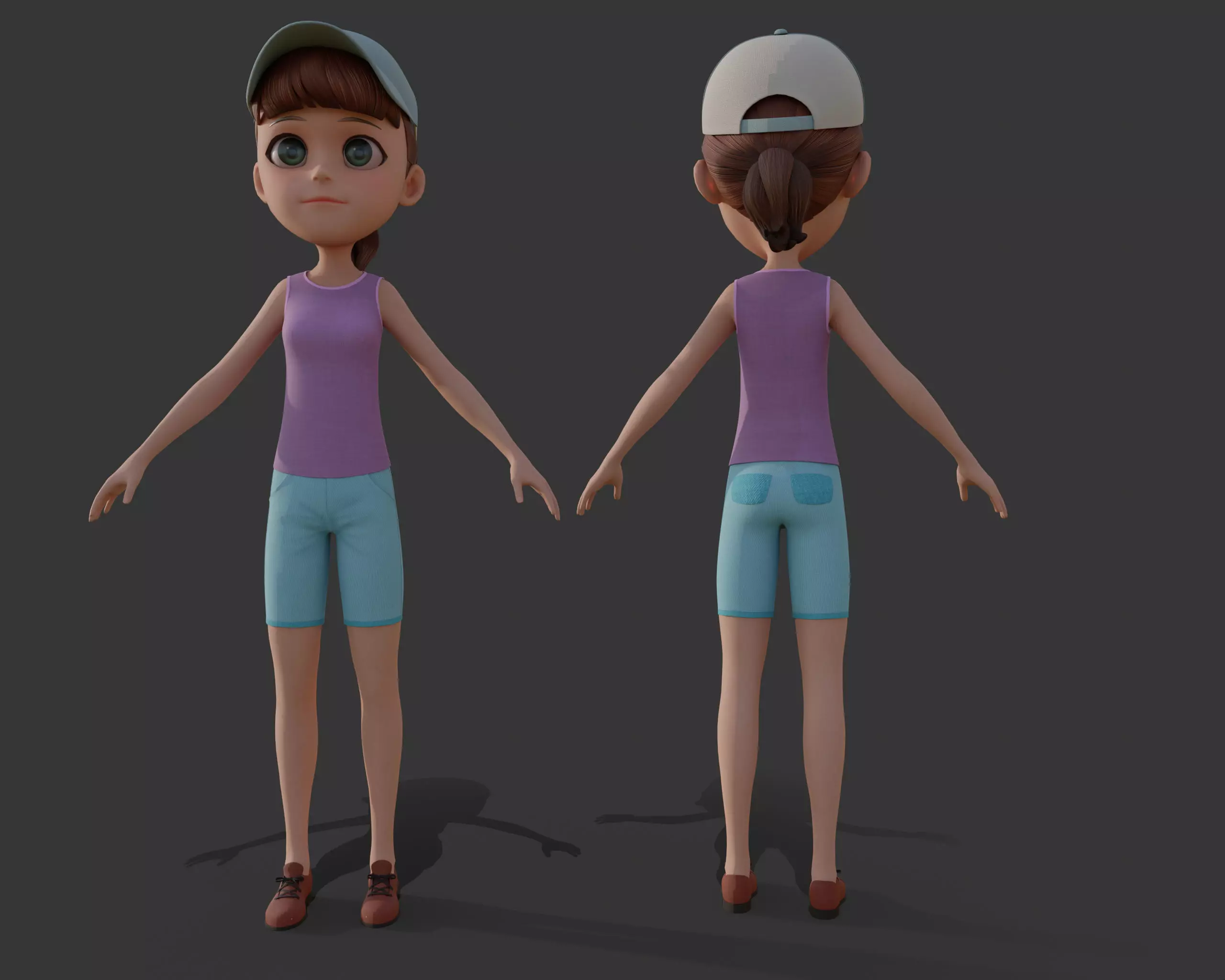 cartoon girl woman 3D model_0