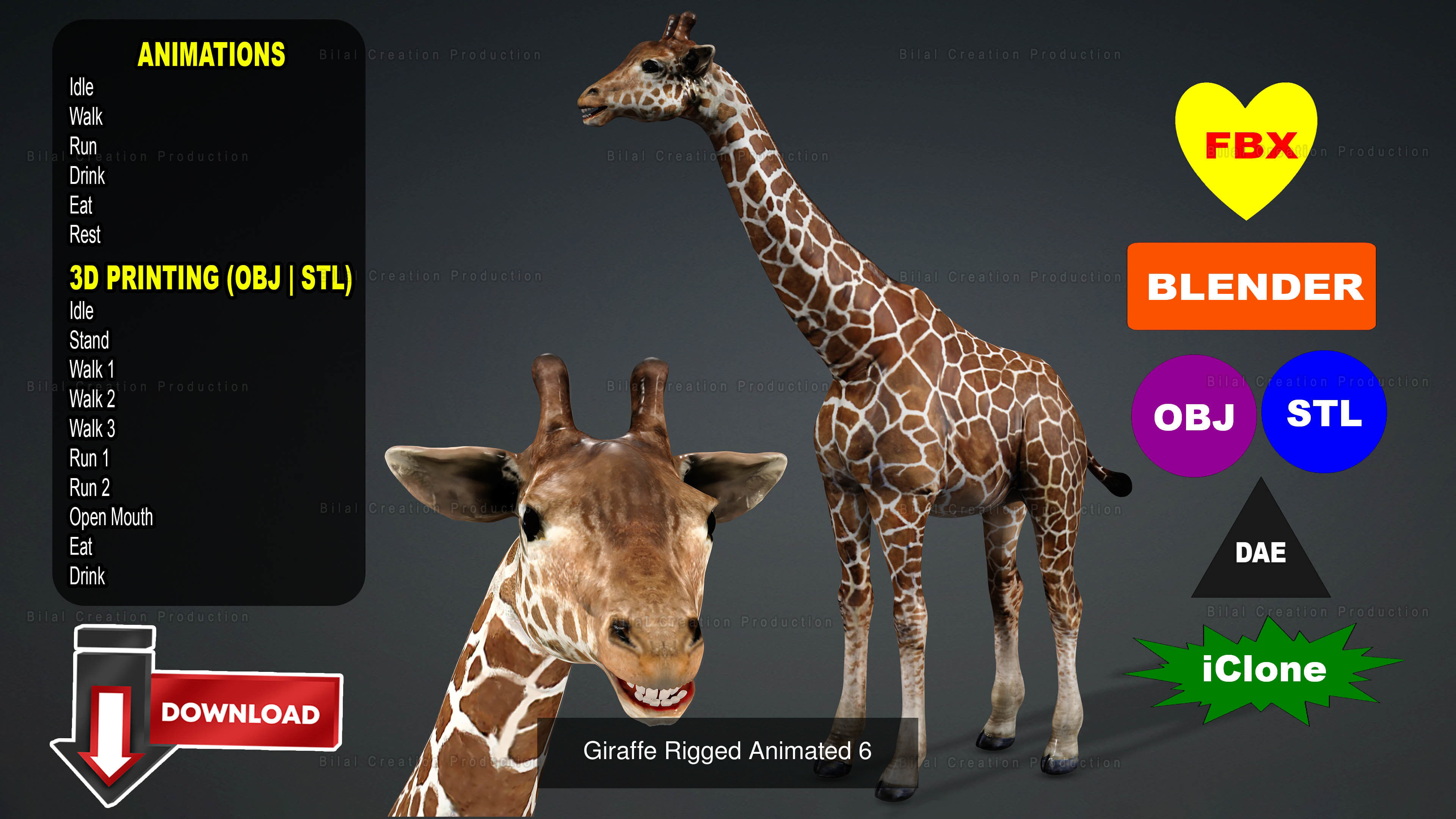 18 SAFARI ANIMALS RIGGED ANIMATED BUNDLE 3D Model Collection_22