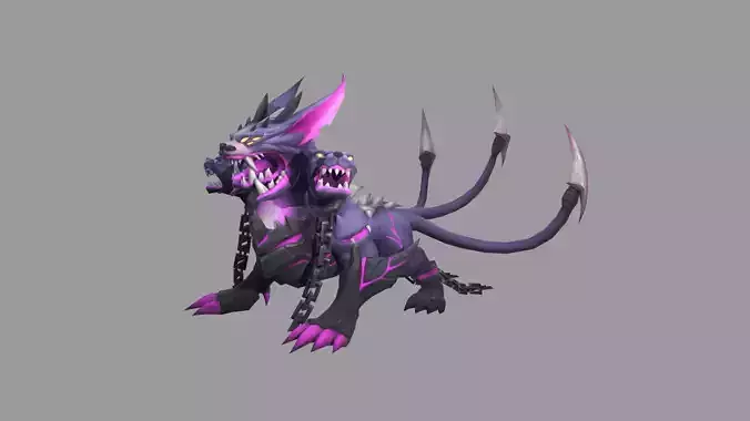 Three Head Purple Lion Fantasy