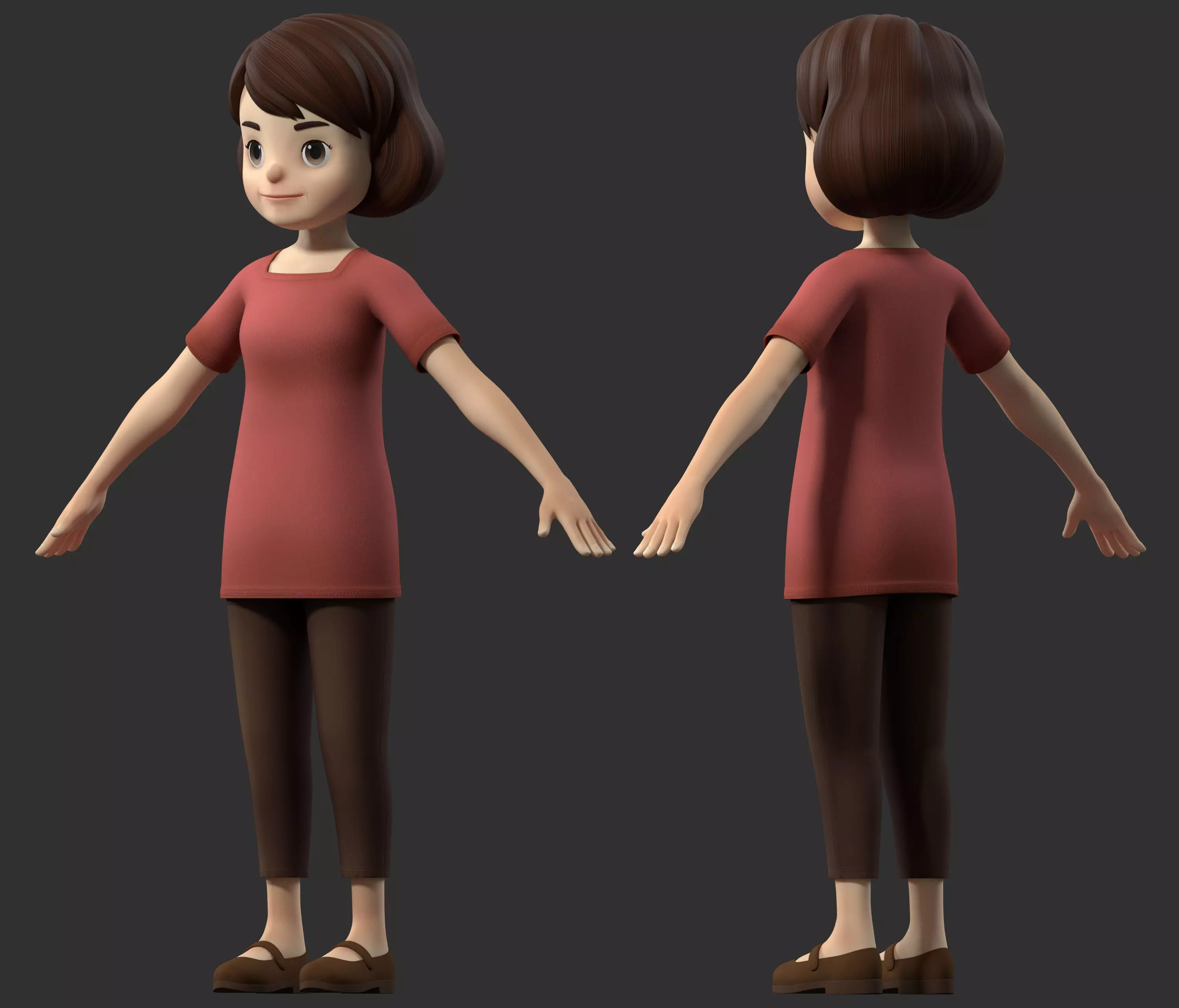 cartoon woman 3D model