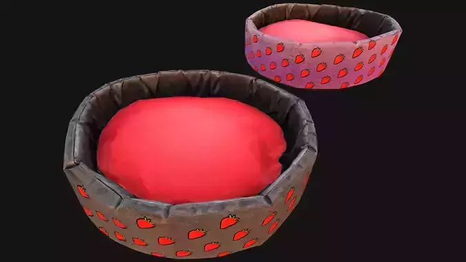 Pet Bed for Cats and Dogs with Strawberry Print