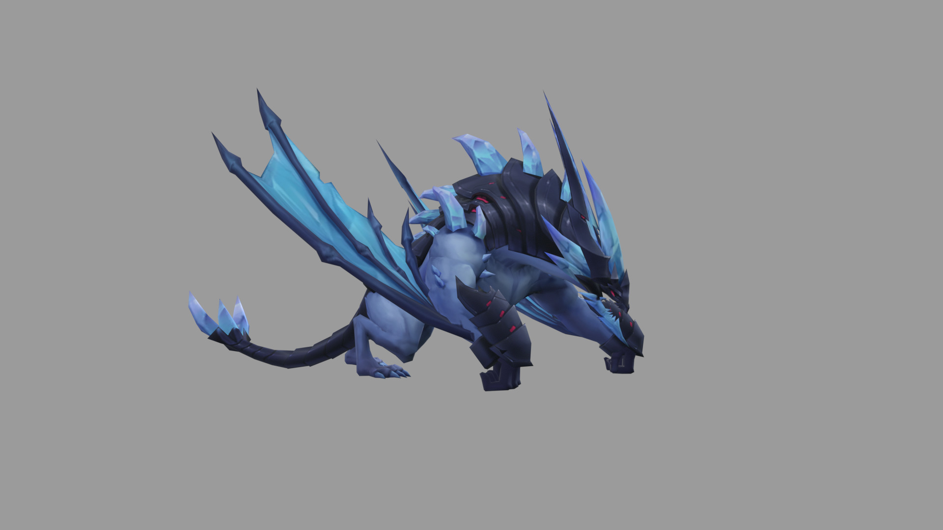 Blue Dragonas Low-poly 3D model_1