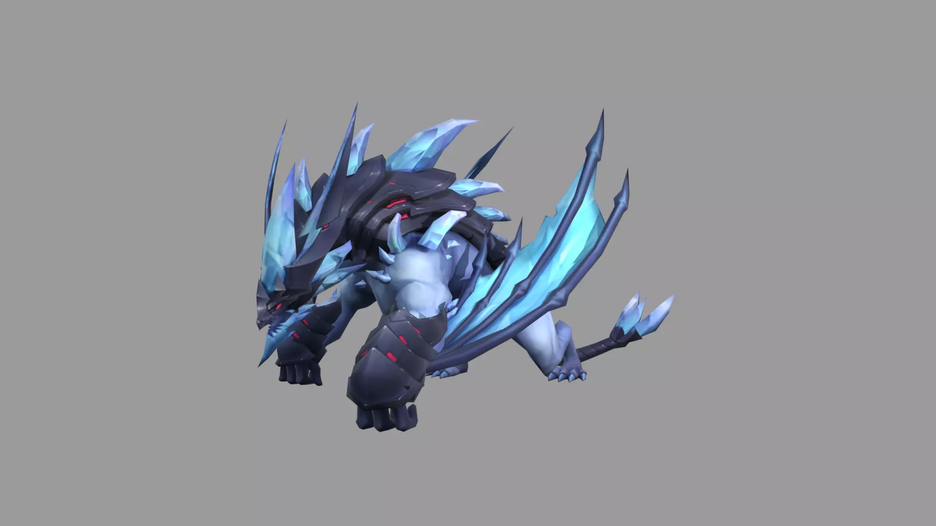 Blue Dragonas Low-poly 3D model_0