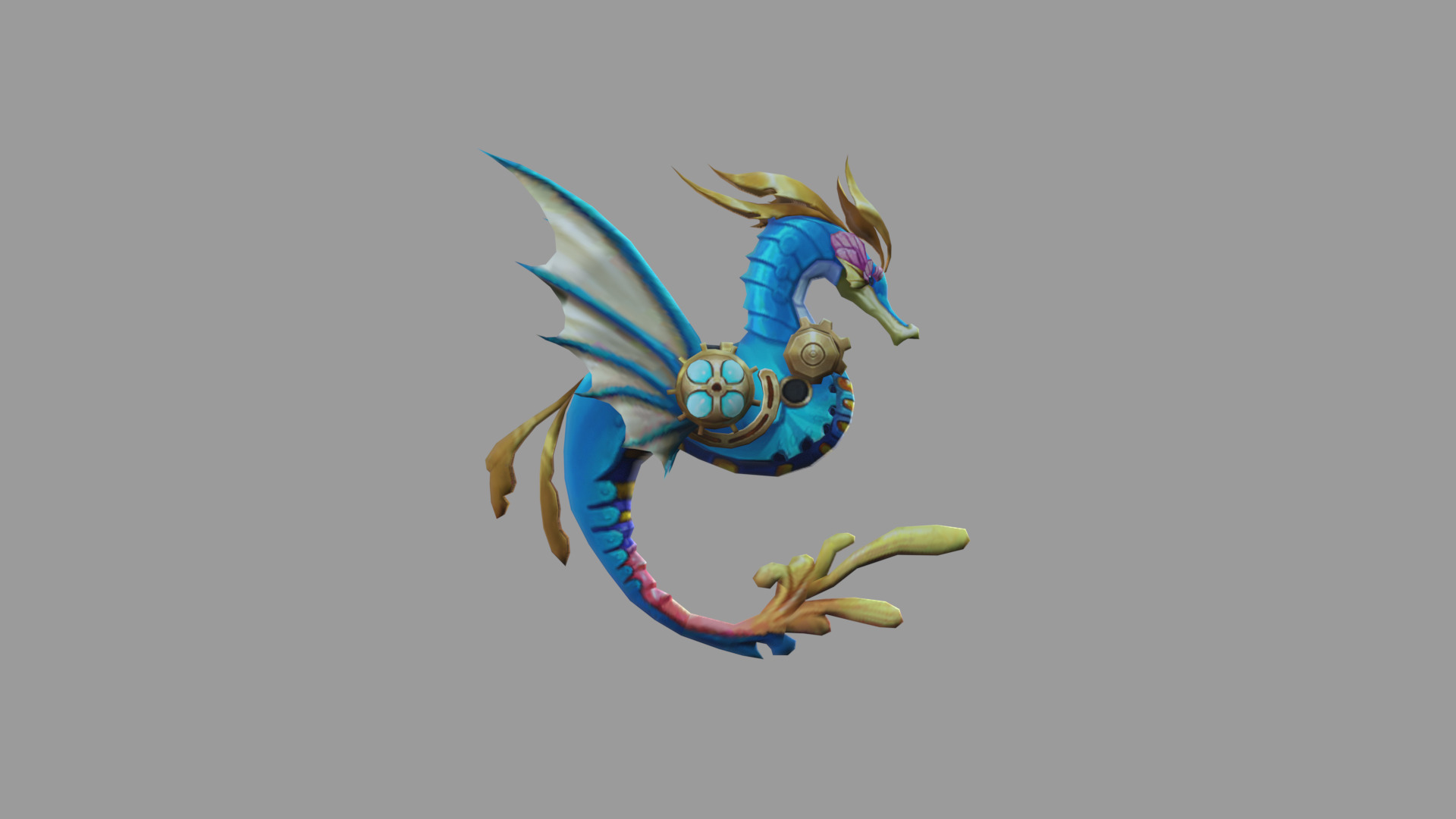 SeaHorse Mech Fantasy Nature Low Poly Low-poly 3D model_2